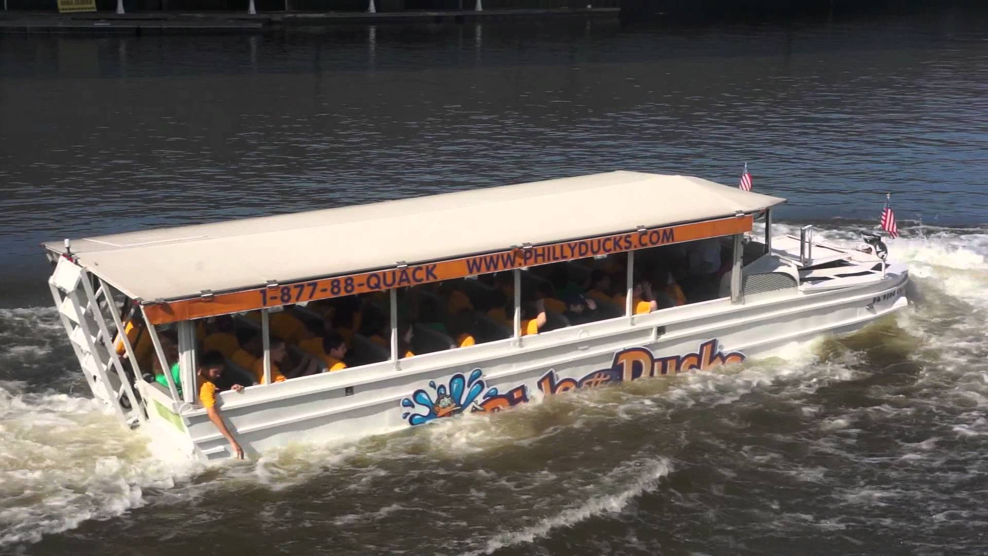 duck boat goes in the water - YouTube