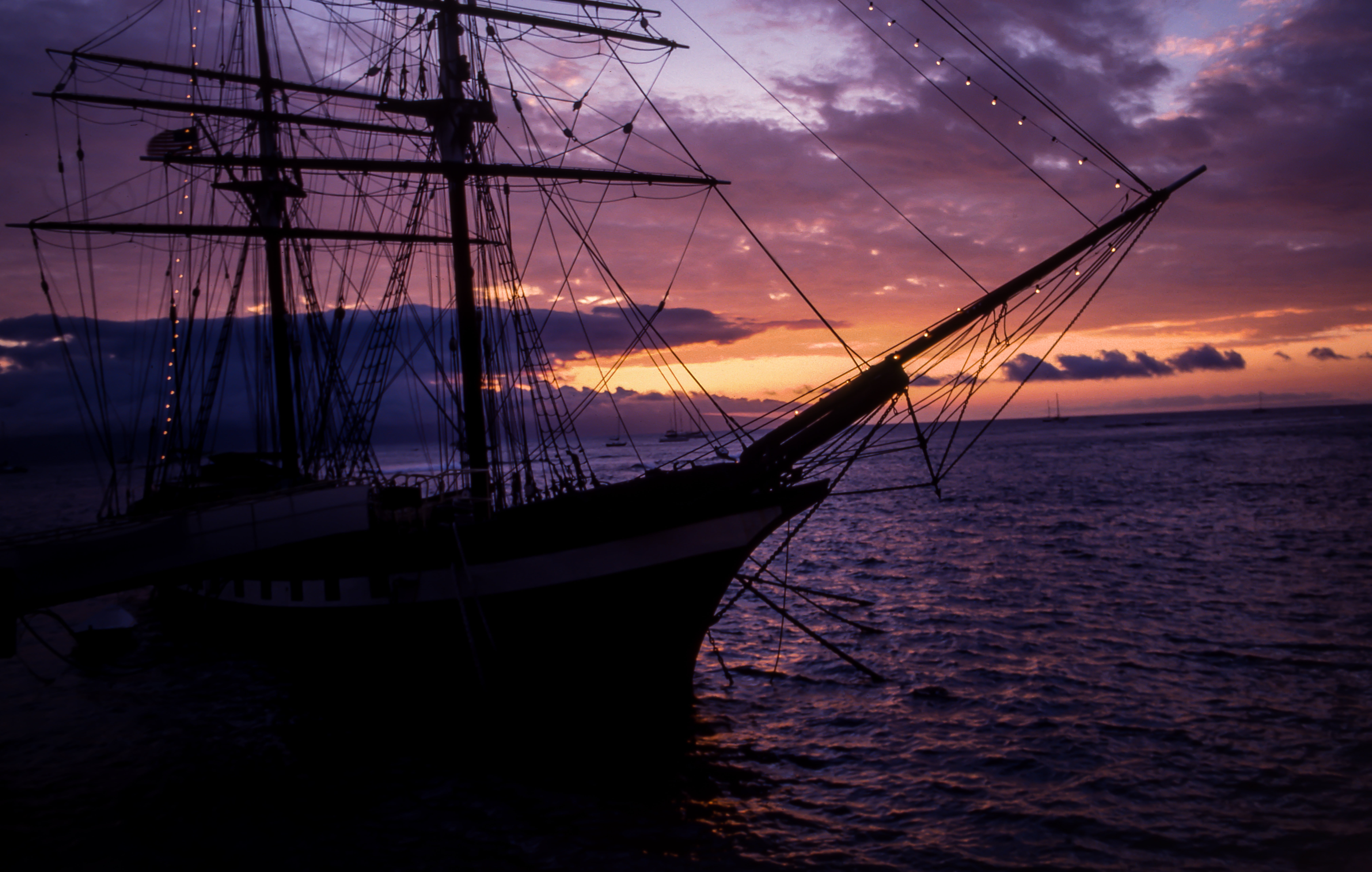 Silhouette of ship on body of water during sunset HD wallpaper ...