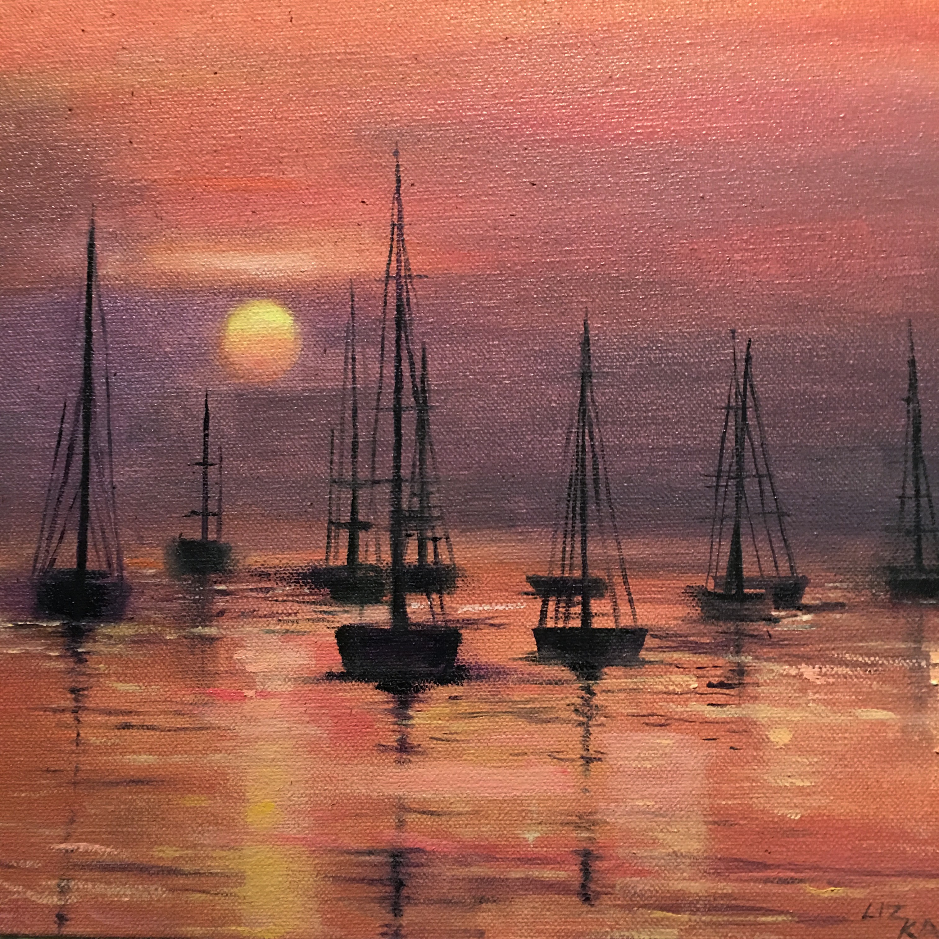 Boats at Sunset – Liz Kalish Paintings