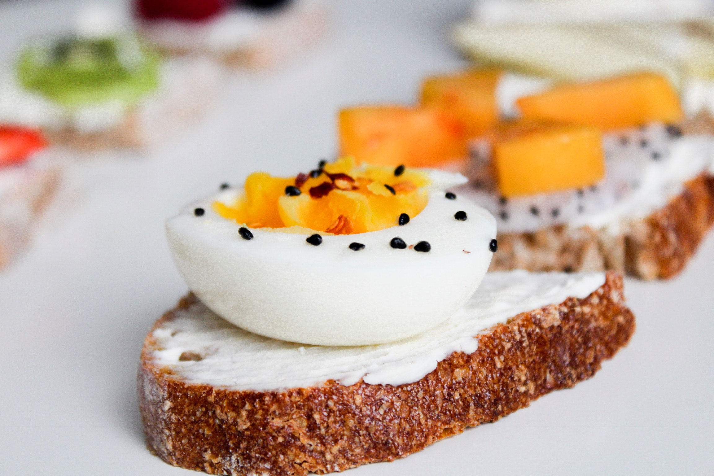 Boiled egg with seasonings photo