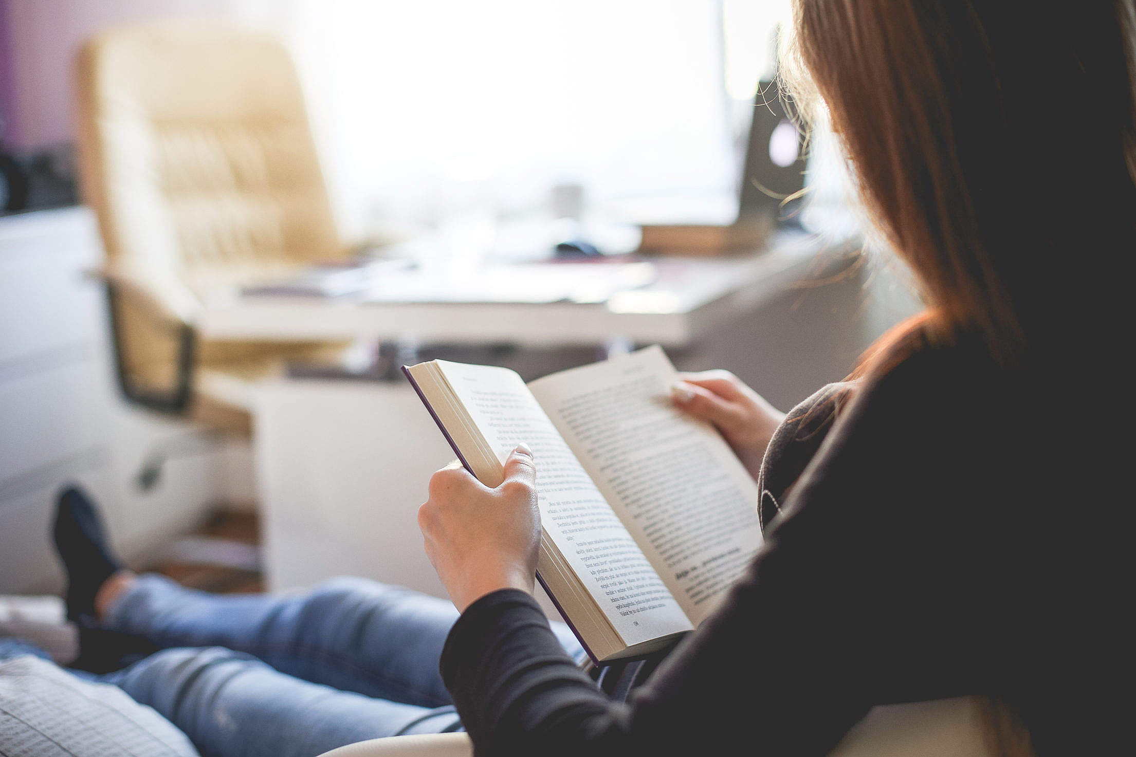Girl Reading a Book at Home Free Stock Photo Download | picjumbo