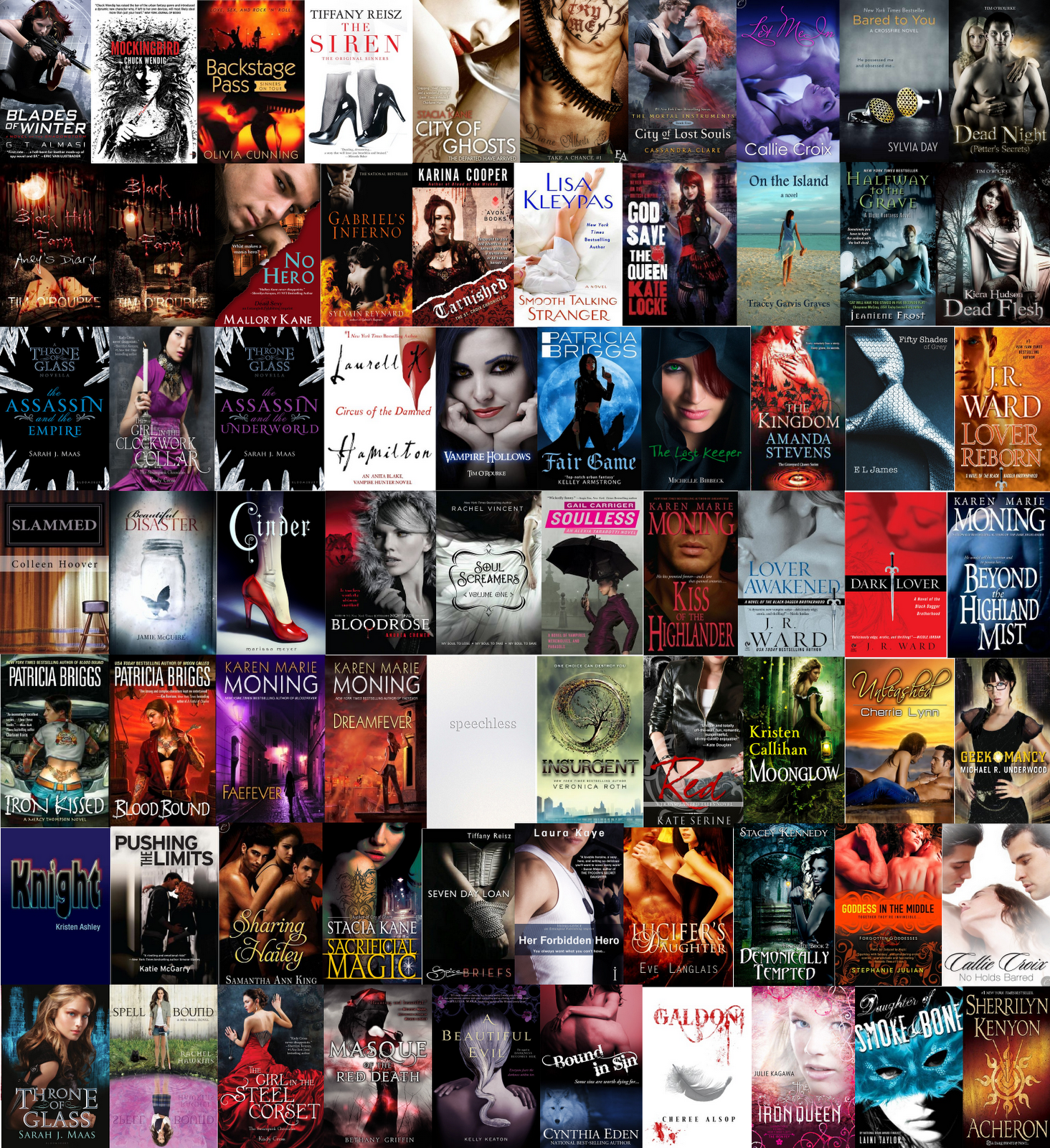 YA books collage, but what is Fifty Shades doing in there ...