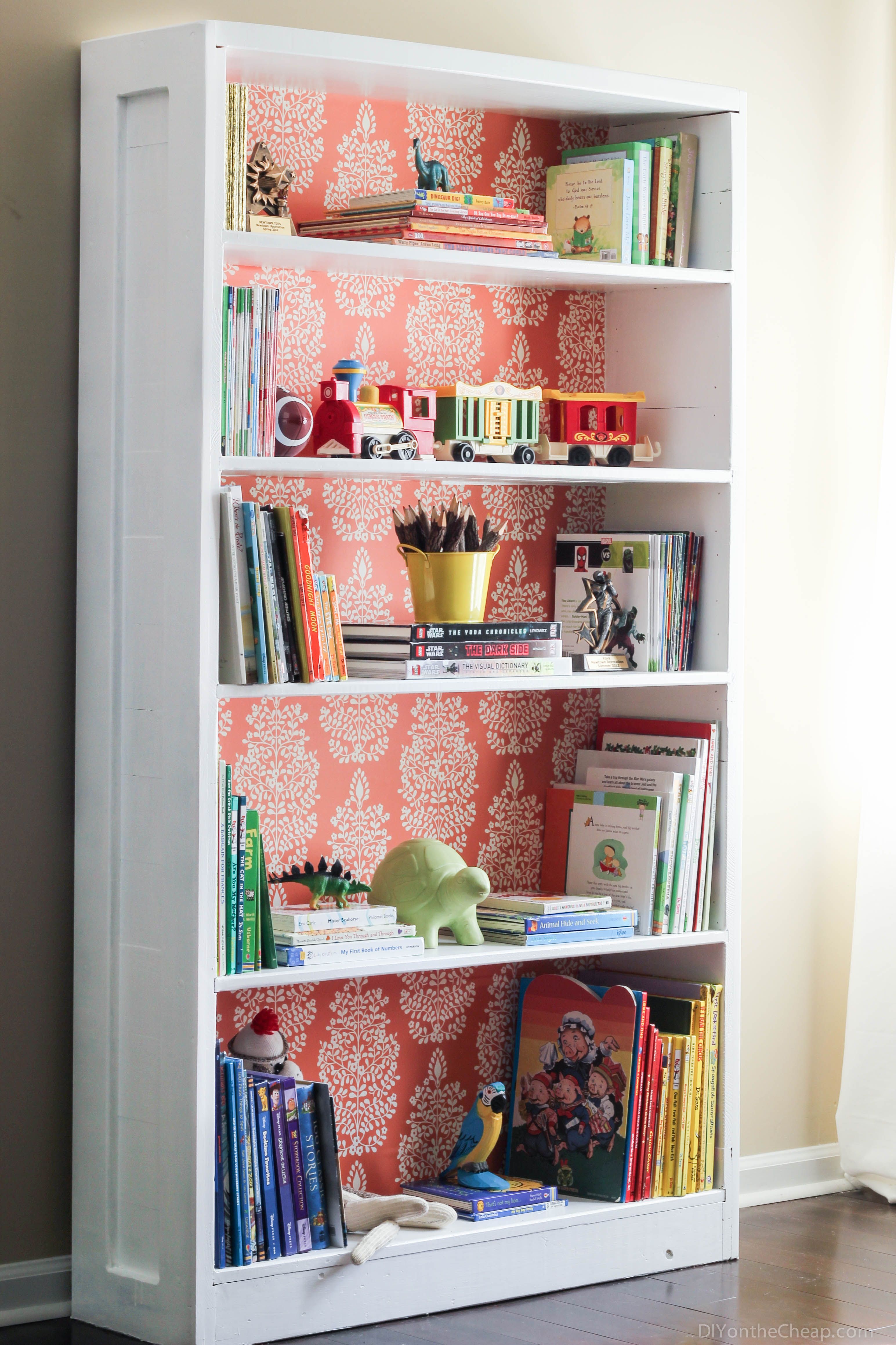 Bookshelf Makeover: Before & After | Bookshelf makeover, Wallpaper ...