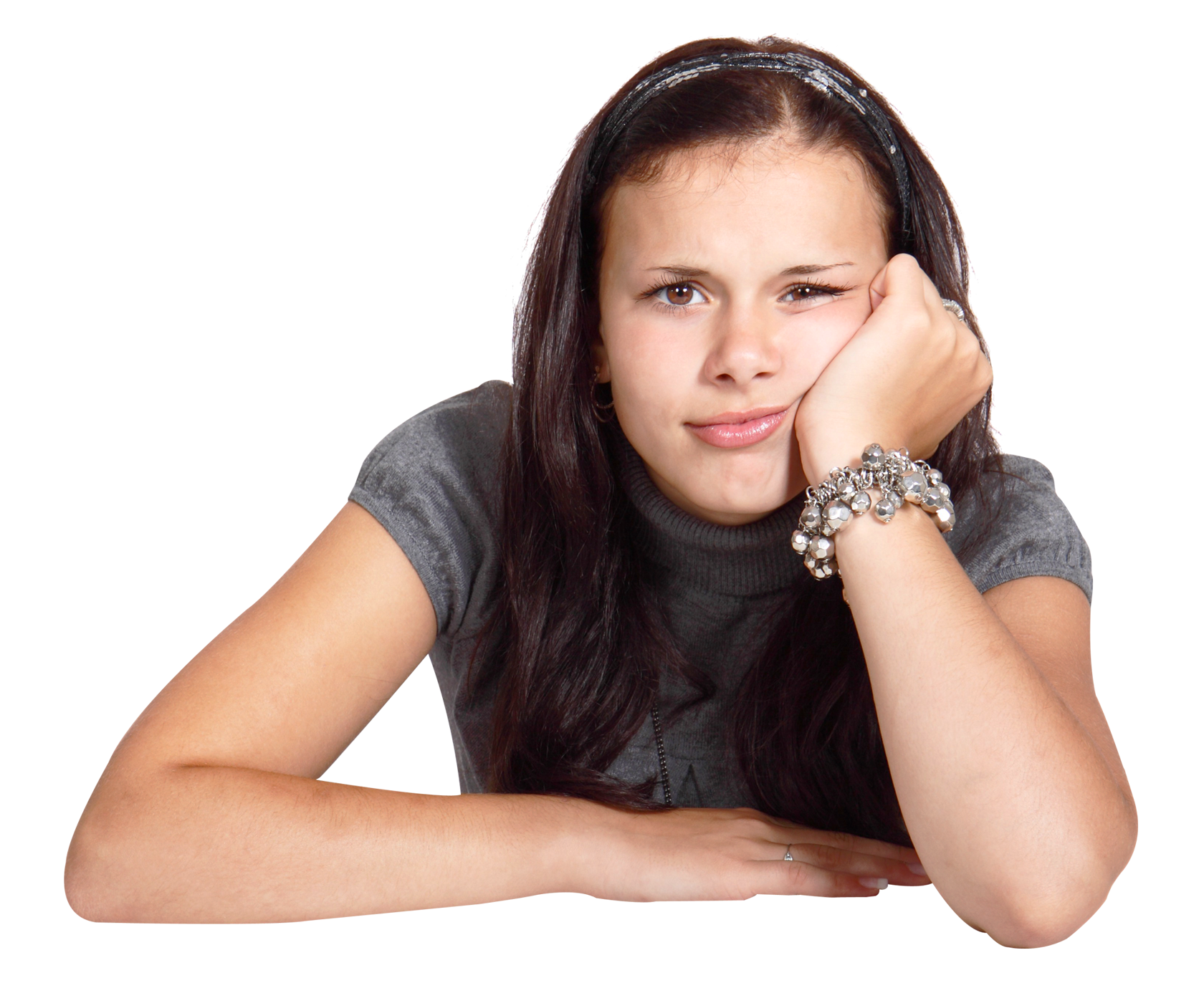 Young Woman Looking Bored and Thinking PNG Image - PngPix