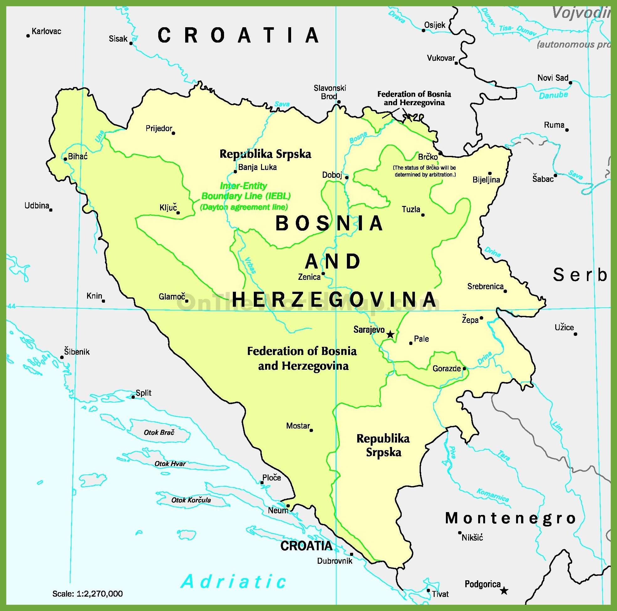 Bosnia and Herzegovina political map ﻿