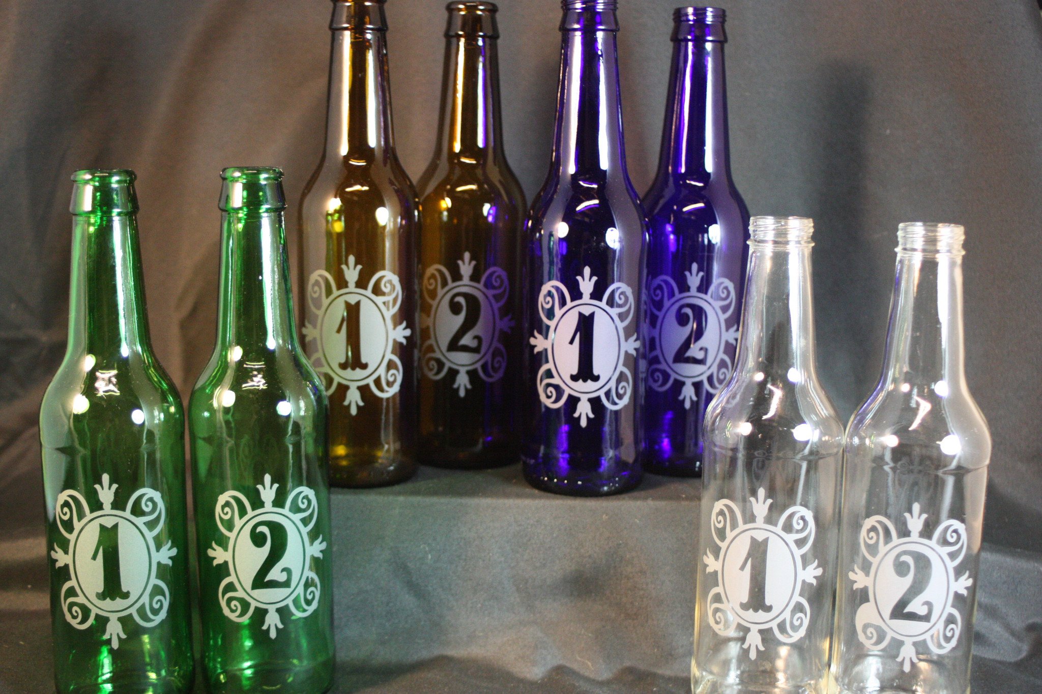Table Number Vases from Recycled Beer Bottle, Wedding Table Numbers ...