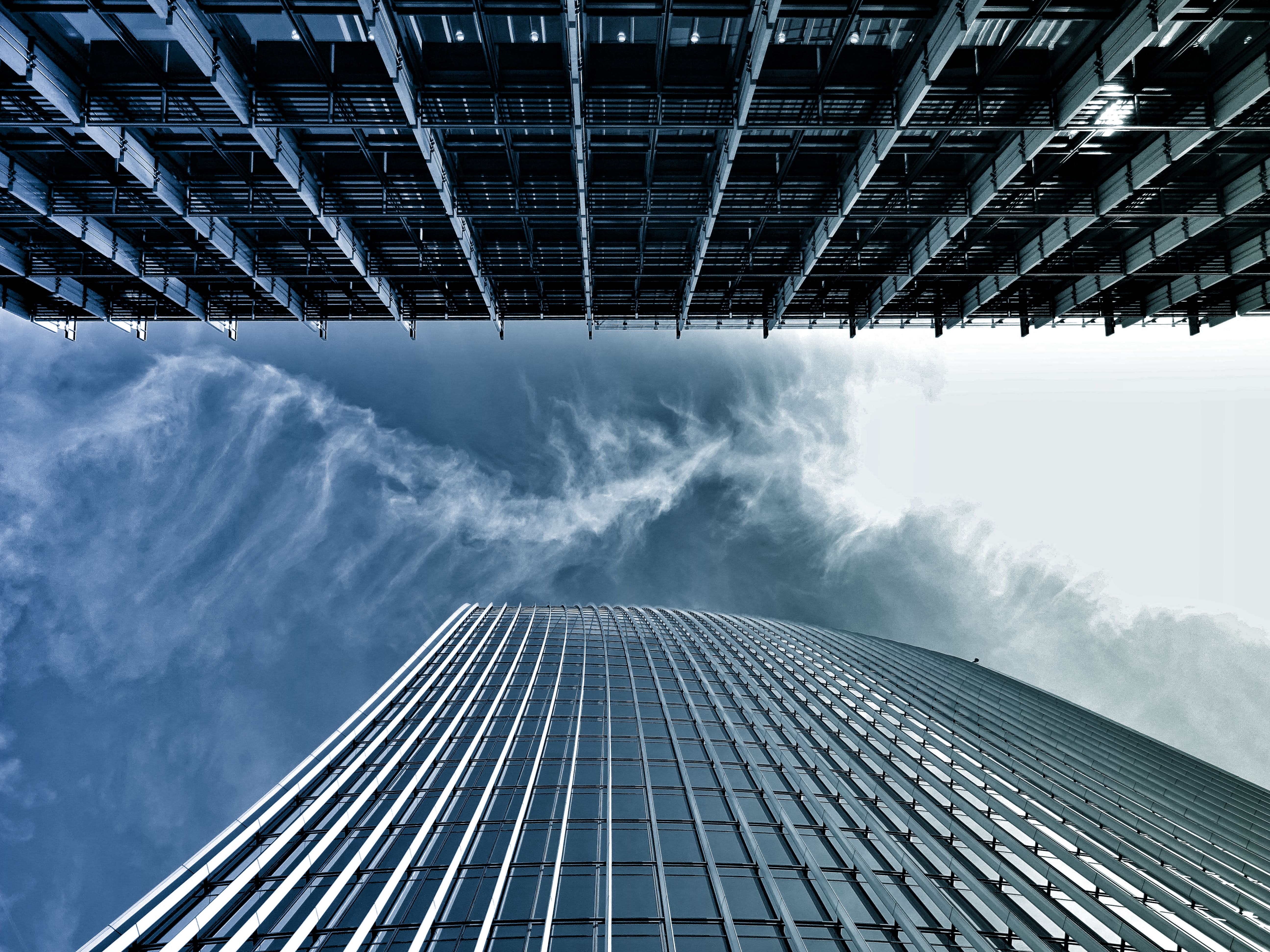 Bottom View Photo of Cloudy Sky, Architectural design, Office, Tallest, Tall, HQ Photo