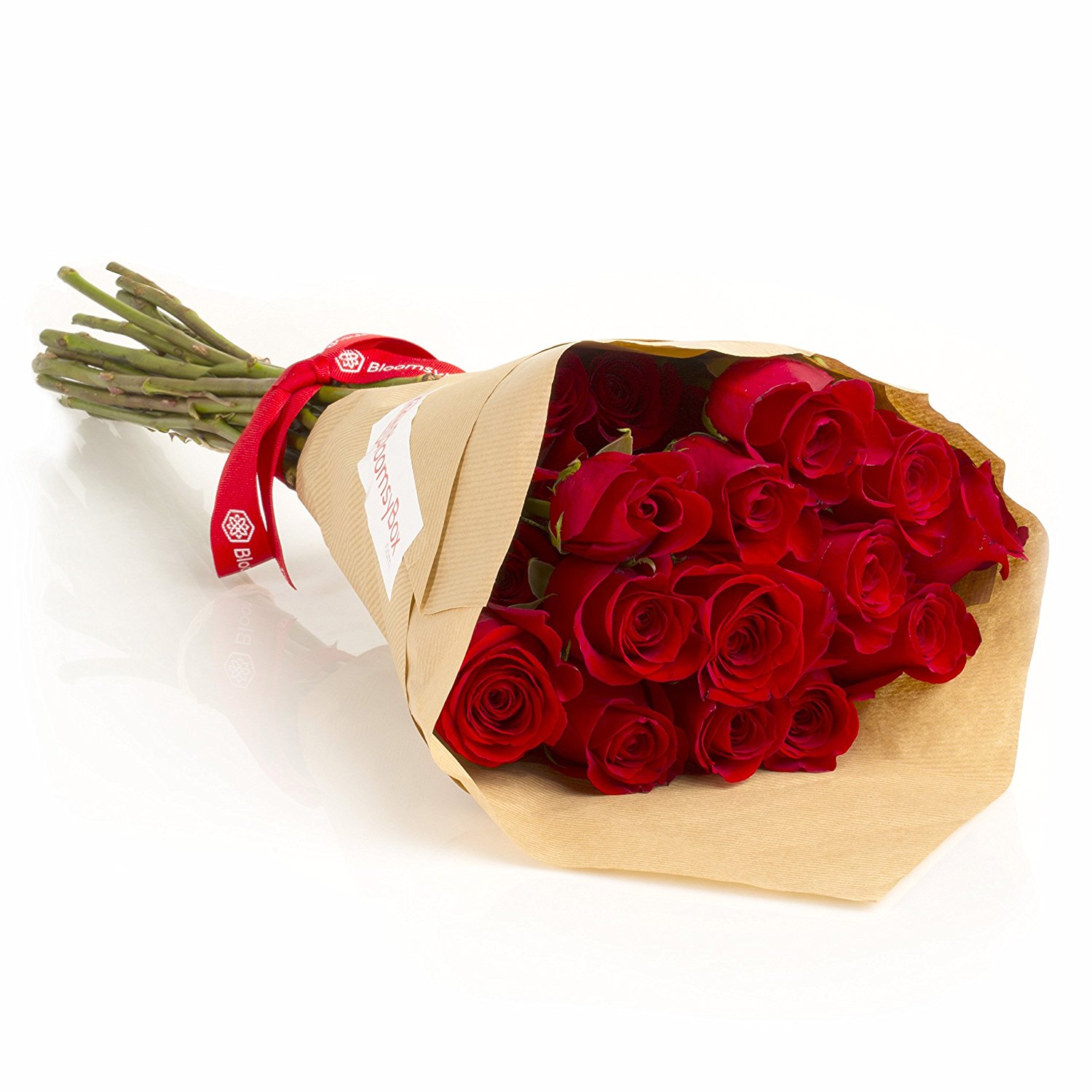 Amazon.com : 24 Long Stem Red Roses Hand-tied Bouquet -No Vase ...