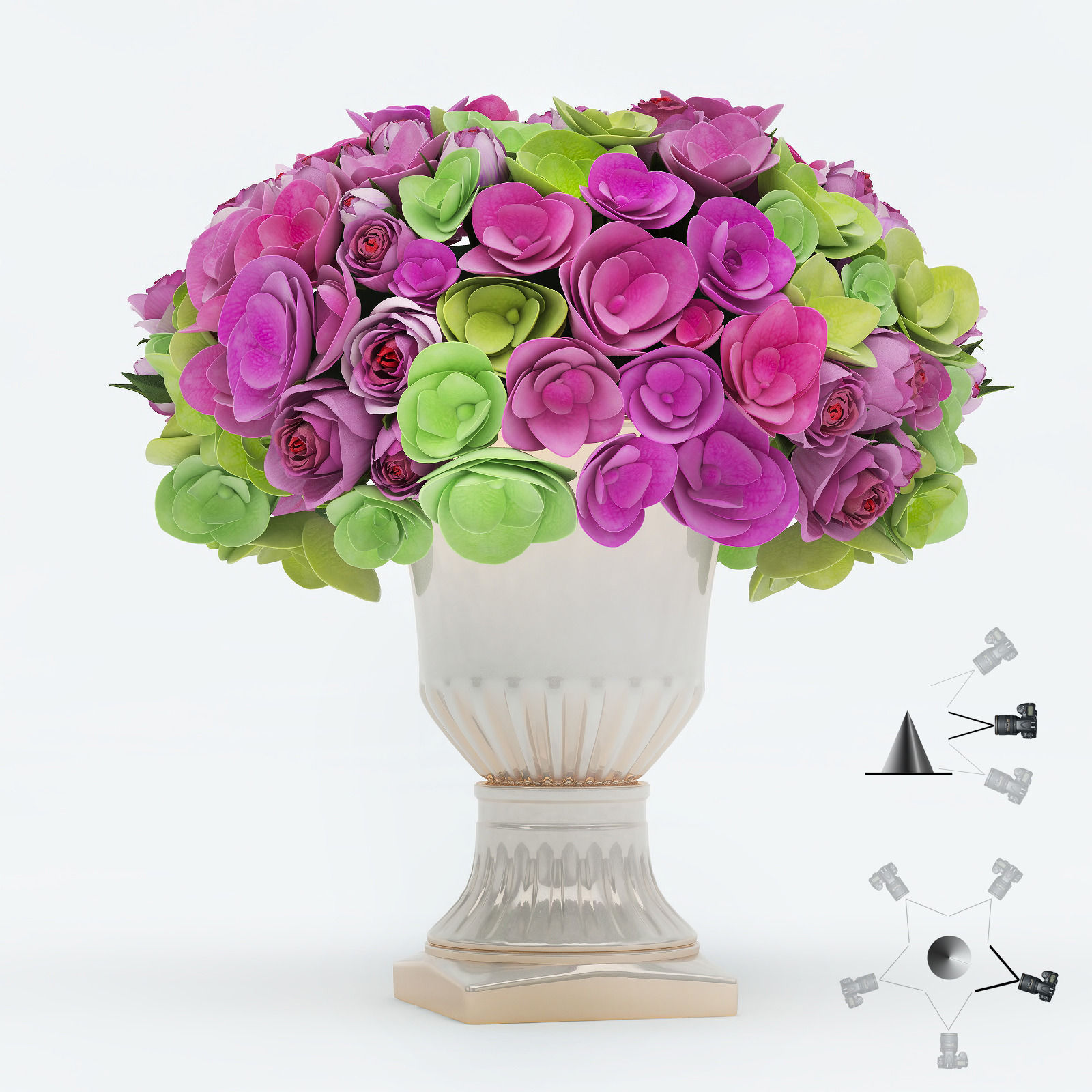 3D Bouquet of roses and hydrangea flowers | CGTrader