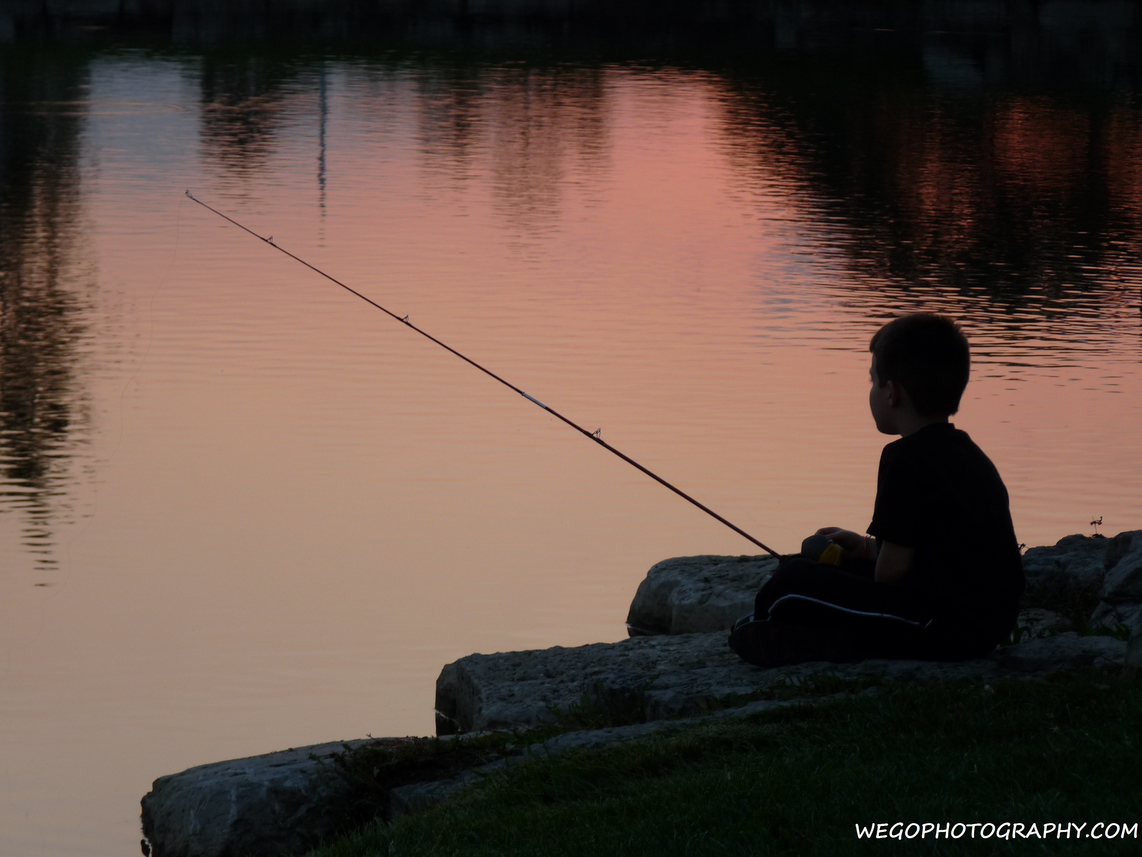 Photography Boy Fishing Sunset on Lake | Dayton, Ohio Photo
