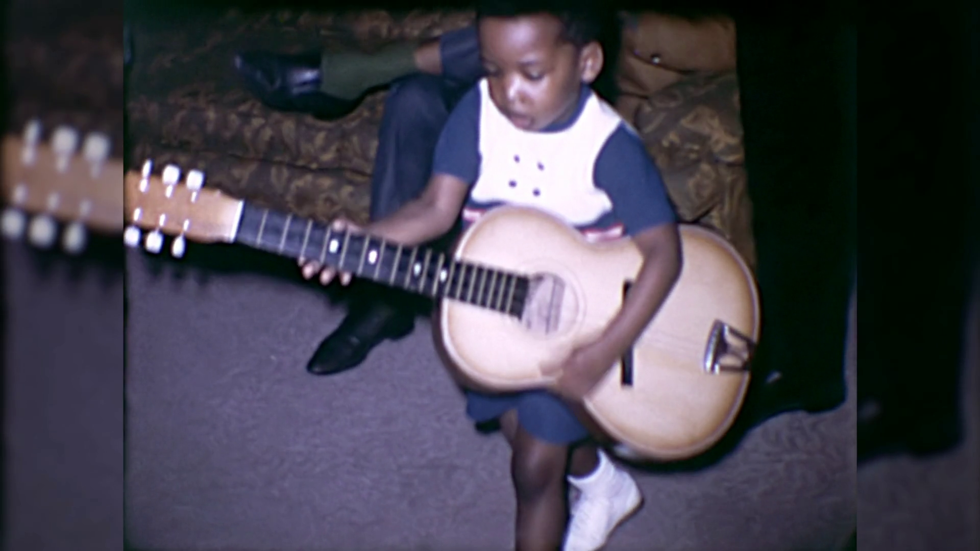 African American Black Boy Plays Guitar 1960s Vintage Film Home ...