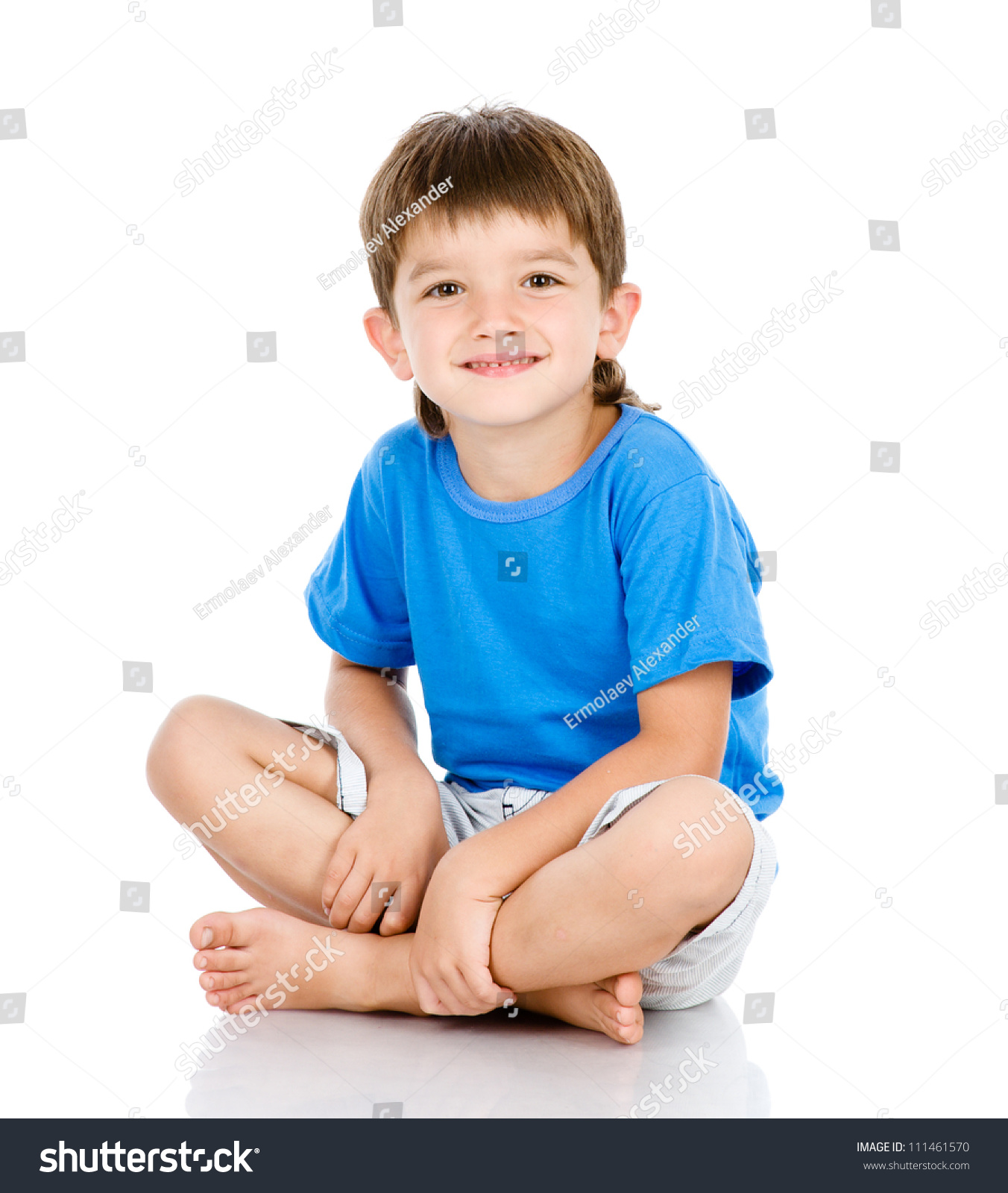Portrait Young Boy Sitting Isolated Over Stock Photo 111461570 ...