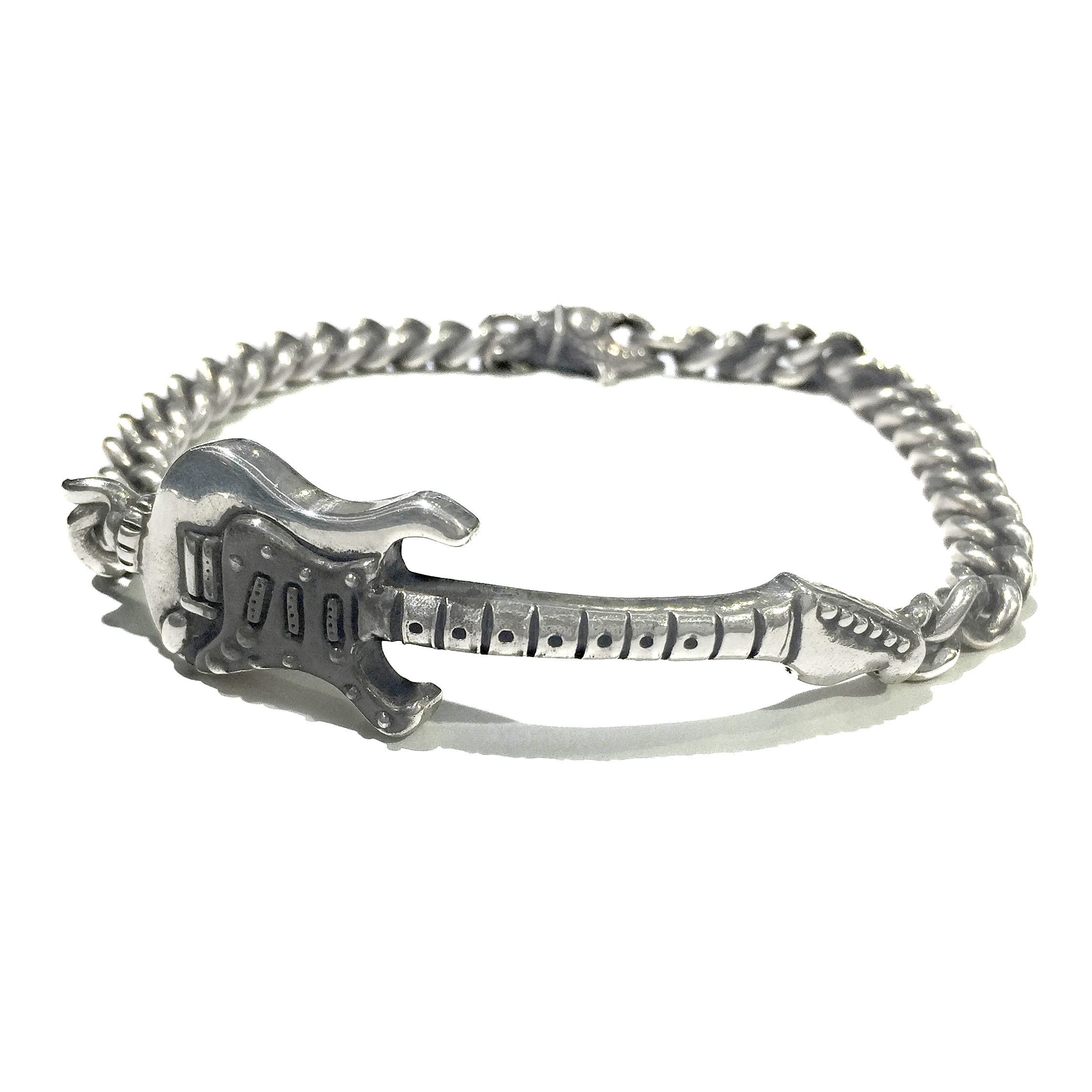 Silver Guitar Men's Bracelet