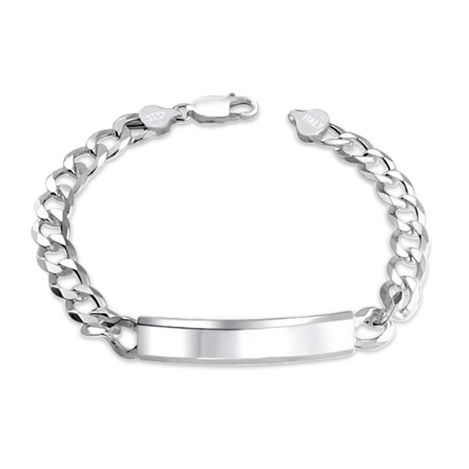 925 Sterling Italy Curb Chain Link 180 Gauge Mens ID Bracelet