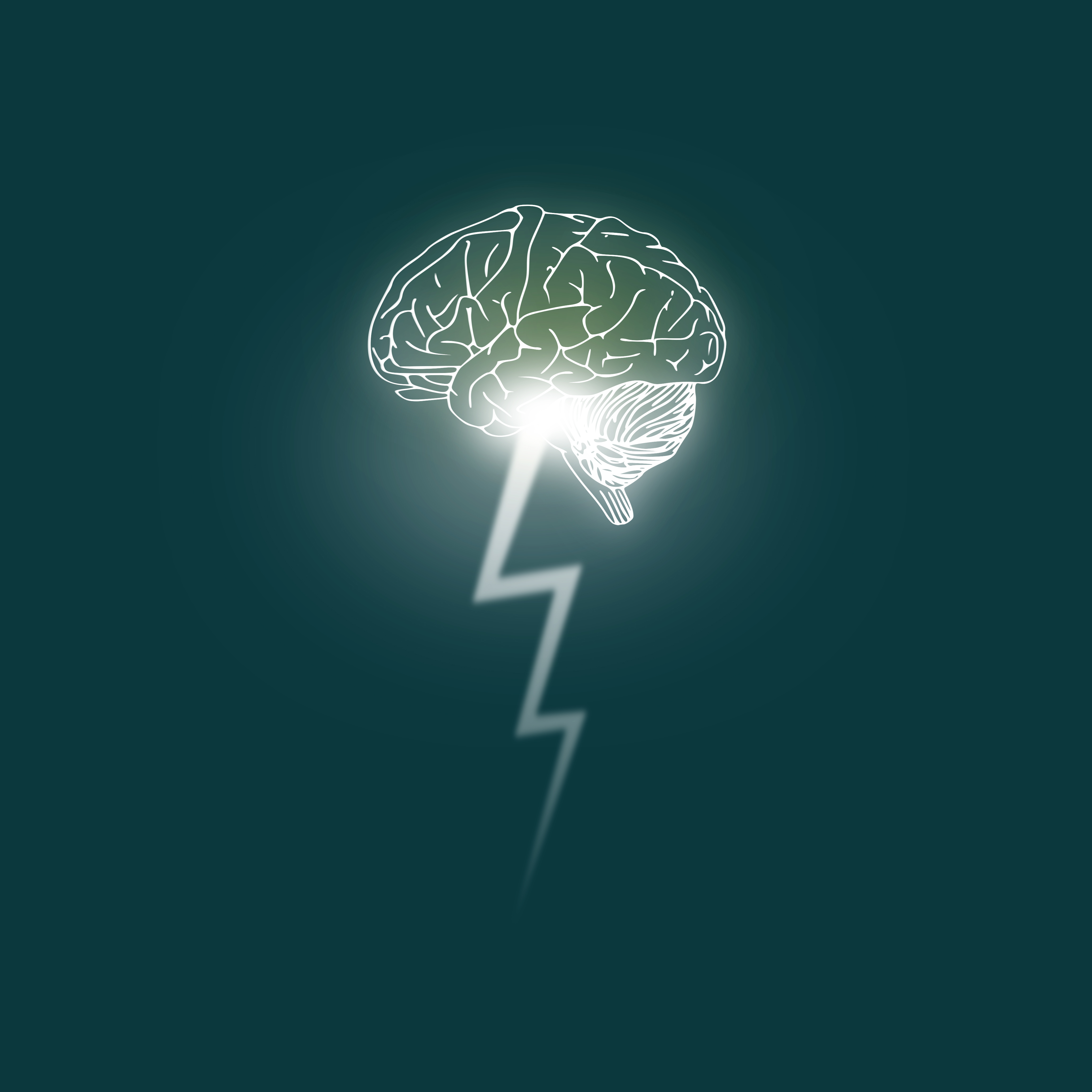Brainstorming - brain unleashes a lightning bolt photo