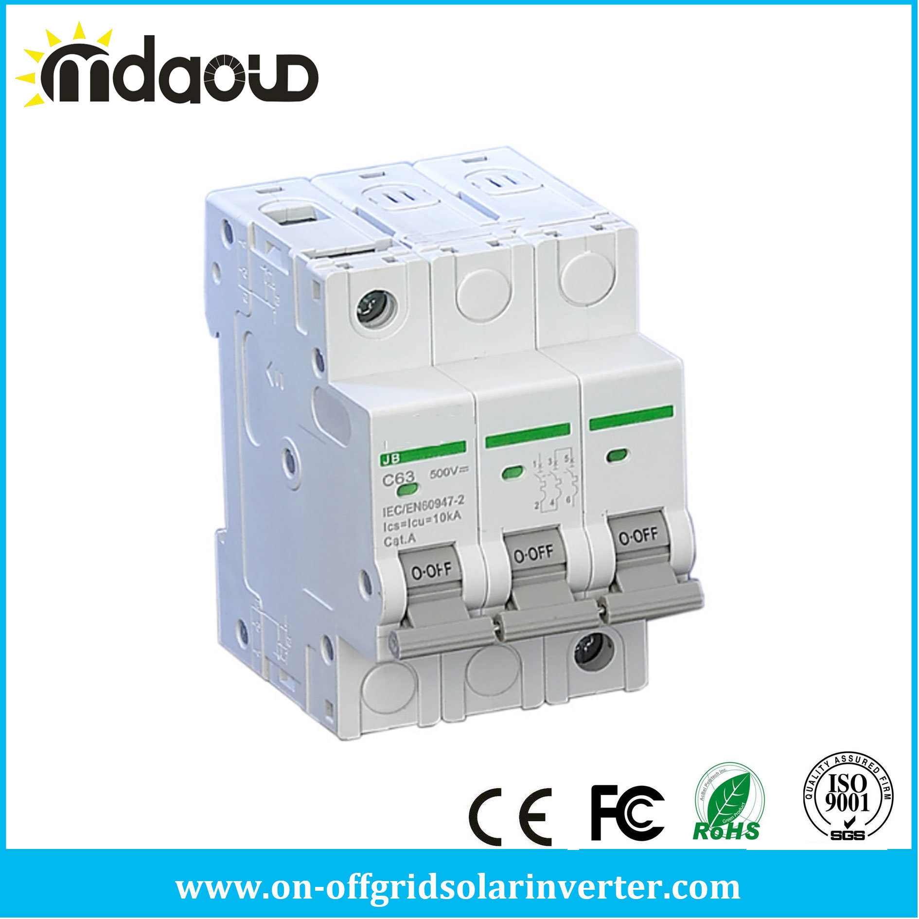 China 3p DC MCB C Curve Non Polarized DC Circuit Breaker Switch with ...