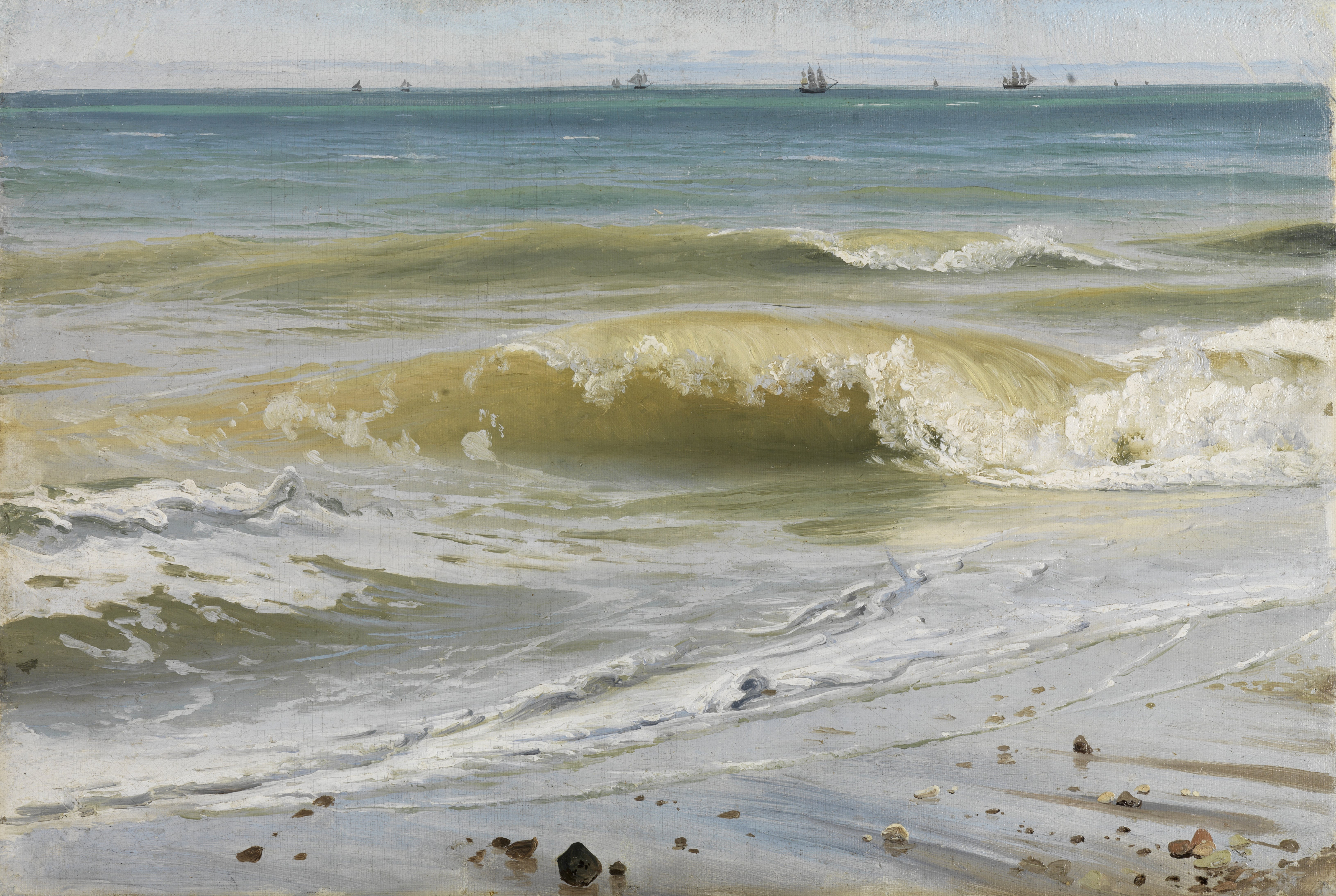 File:Breaking Waves with Distant Ships - Johann Wilhelm Schirmer ...
