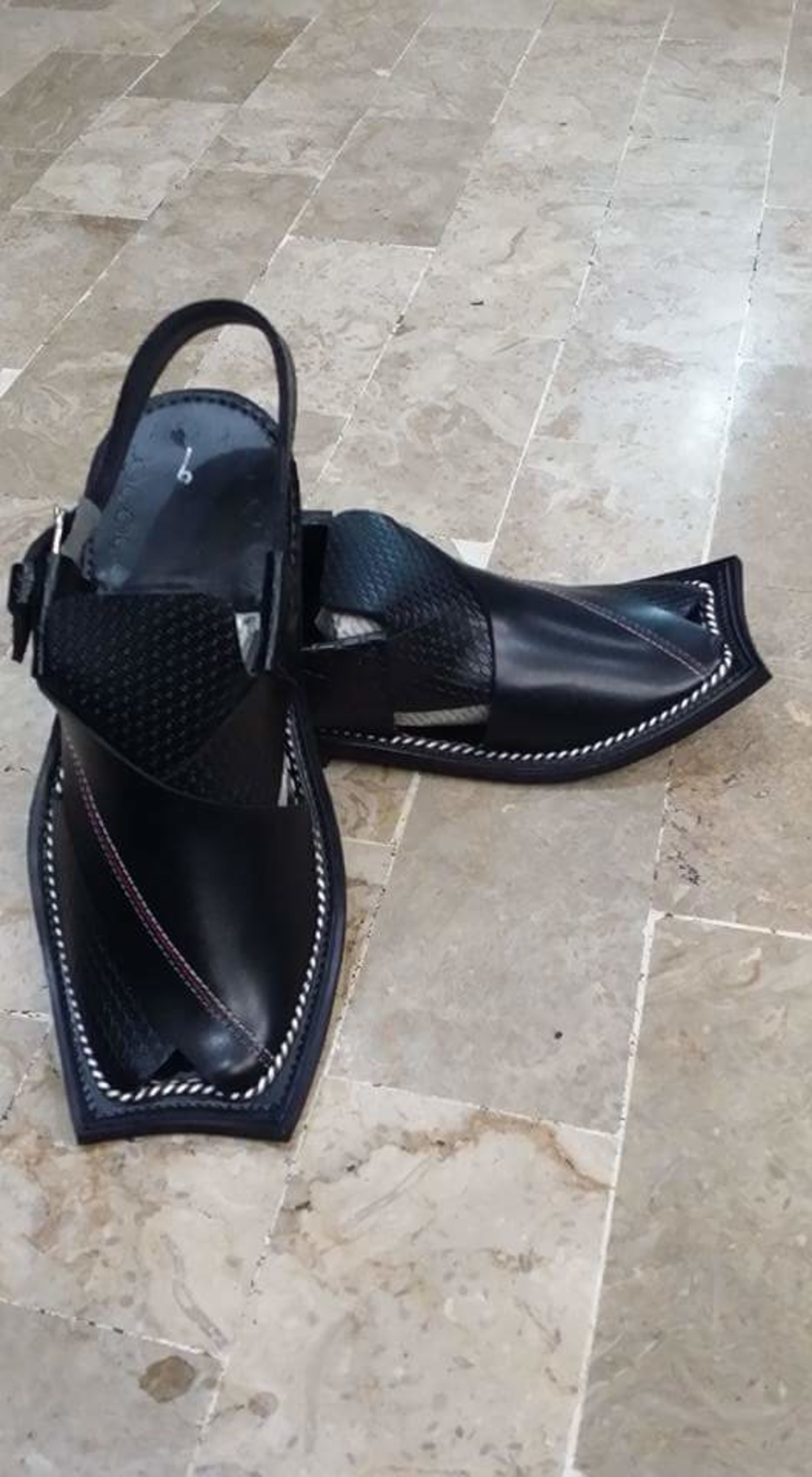 Brand new black leather sandals photo