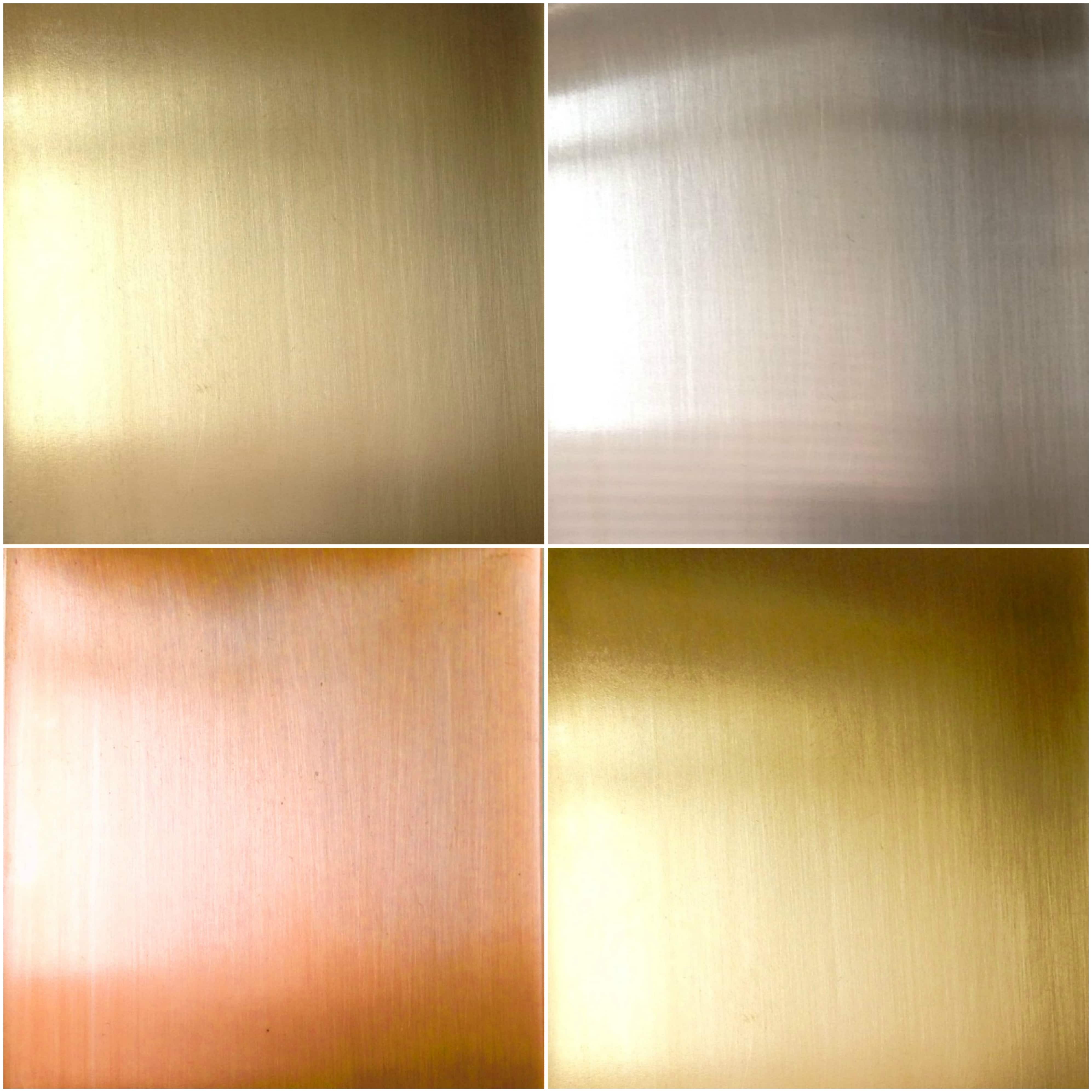 Metal Sheets in copper, brass, gold brass, and german/nickel silver