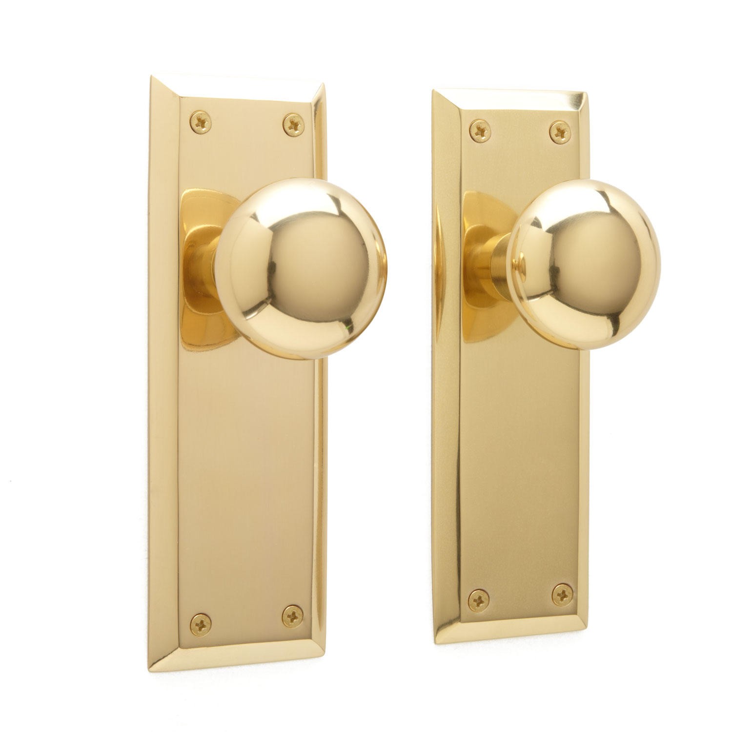 New York Door Knob & Plate Set - Privacy, Passage and Dummy - Hardware