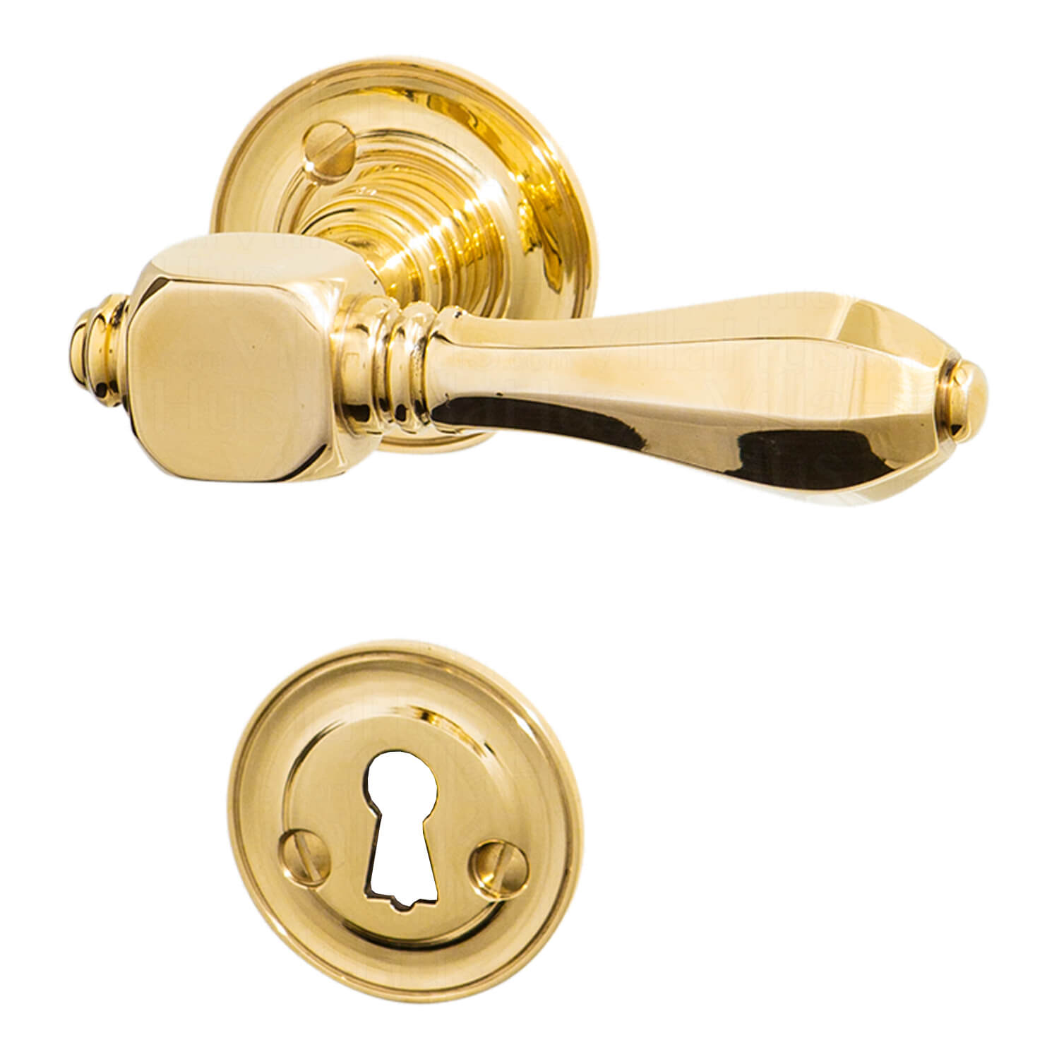 Door handle interior - Brass - rosette and escutcheon - MEDICI ...