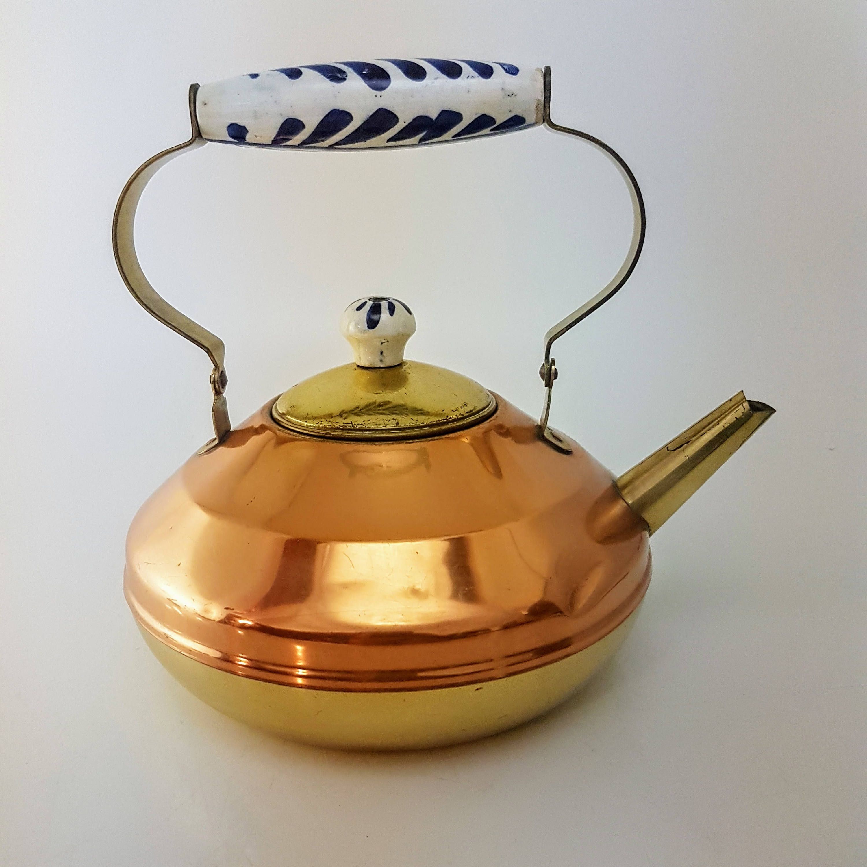 Vintage Copper Brass Kettle | Copper Decor, Copper Stovetop Kettle ...