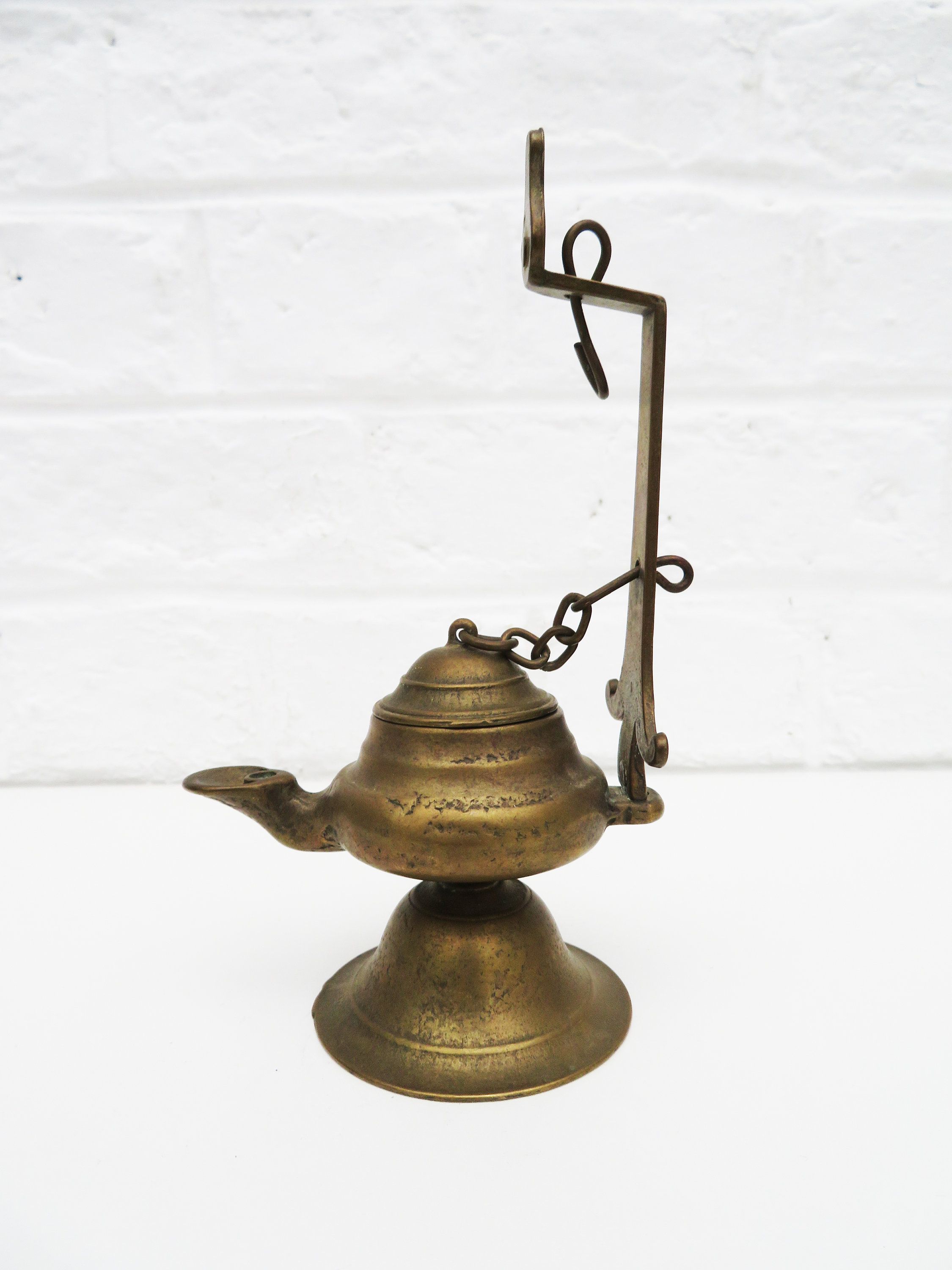 Antique brass whale lamp, Betty oil lamp, miner lamp, brass oil lamp ...