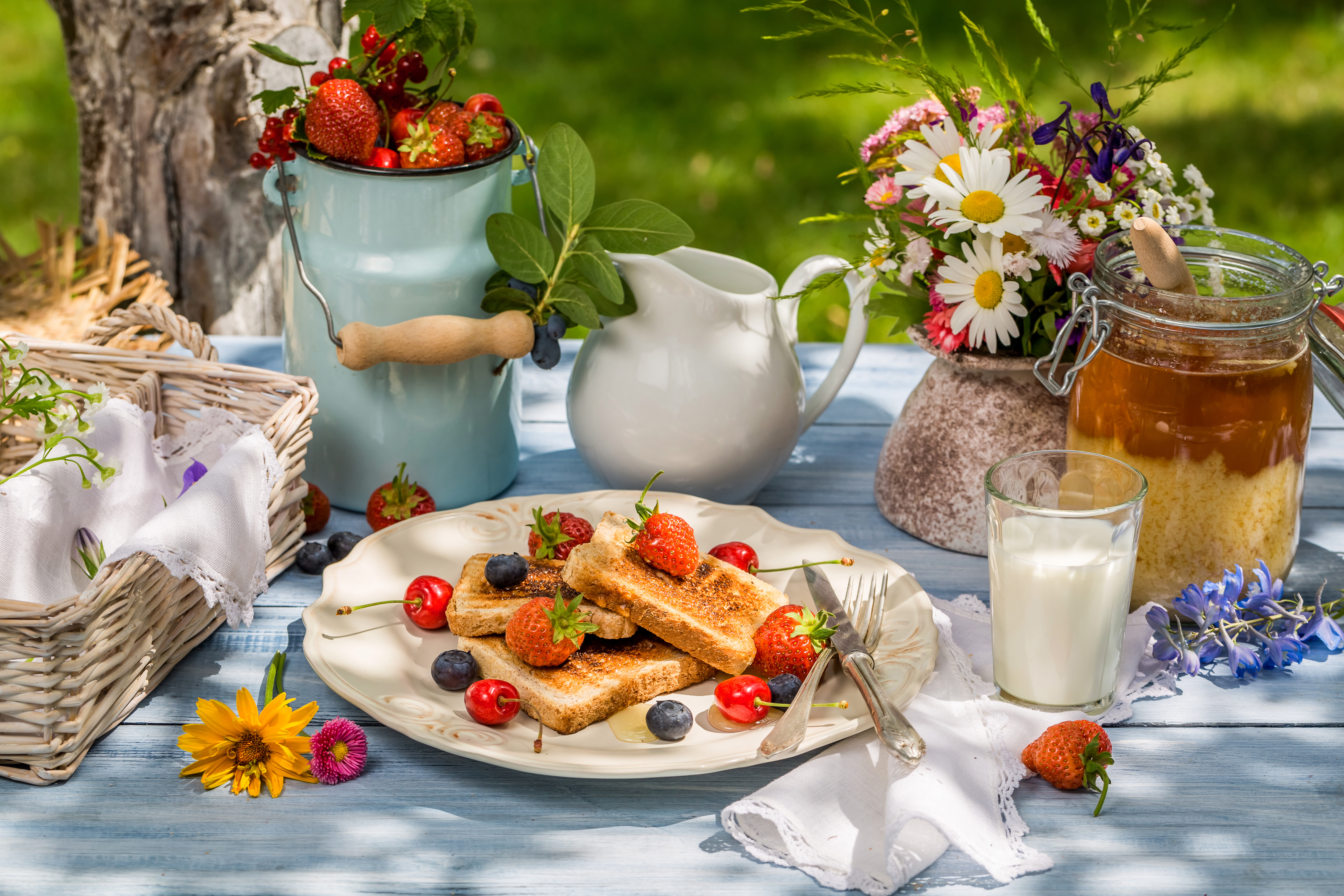 Country Breakfast with Polish Flowers Background | Gallery ...
