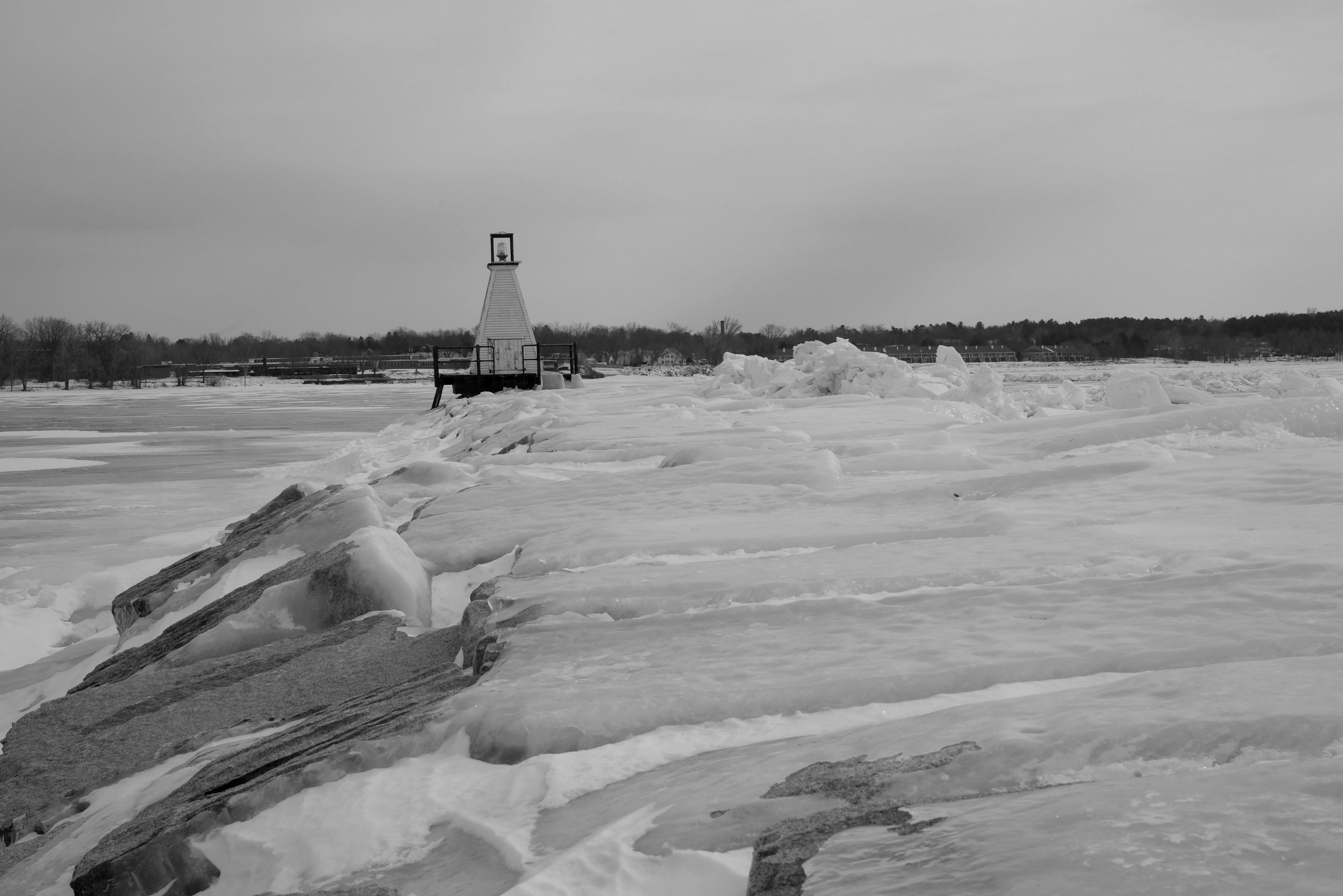 Southern lighthouse on the Burlington breakwater, March 7, 2015. The ...
