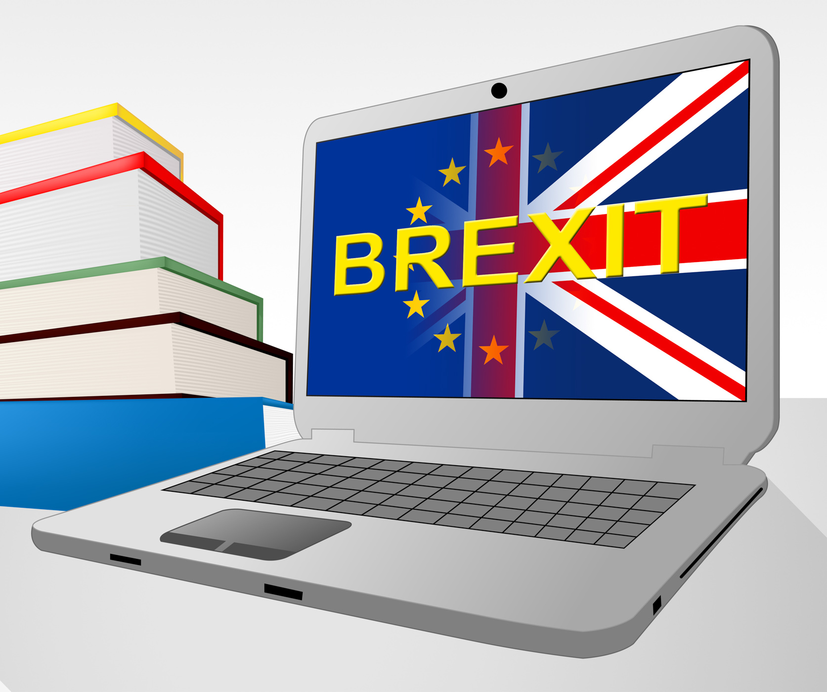 Brexit laptop shows britain remain europe and decision photo
