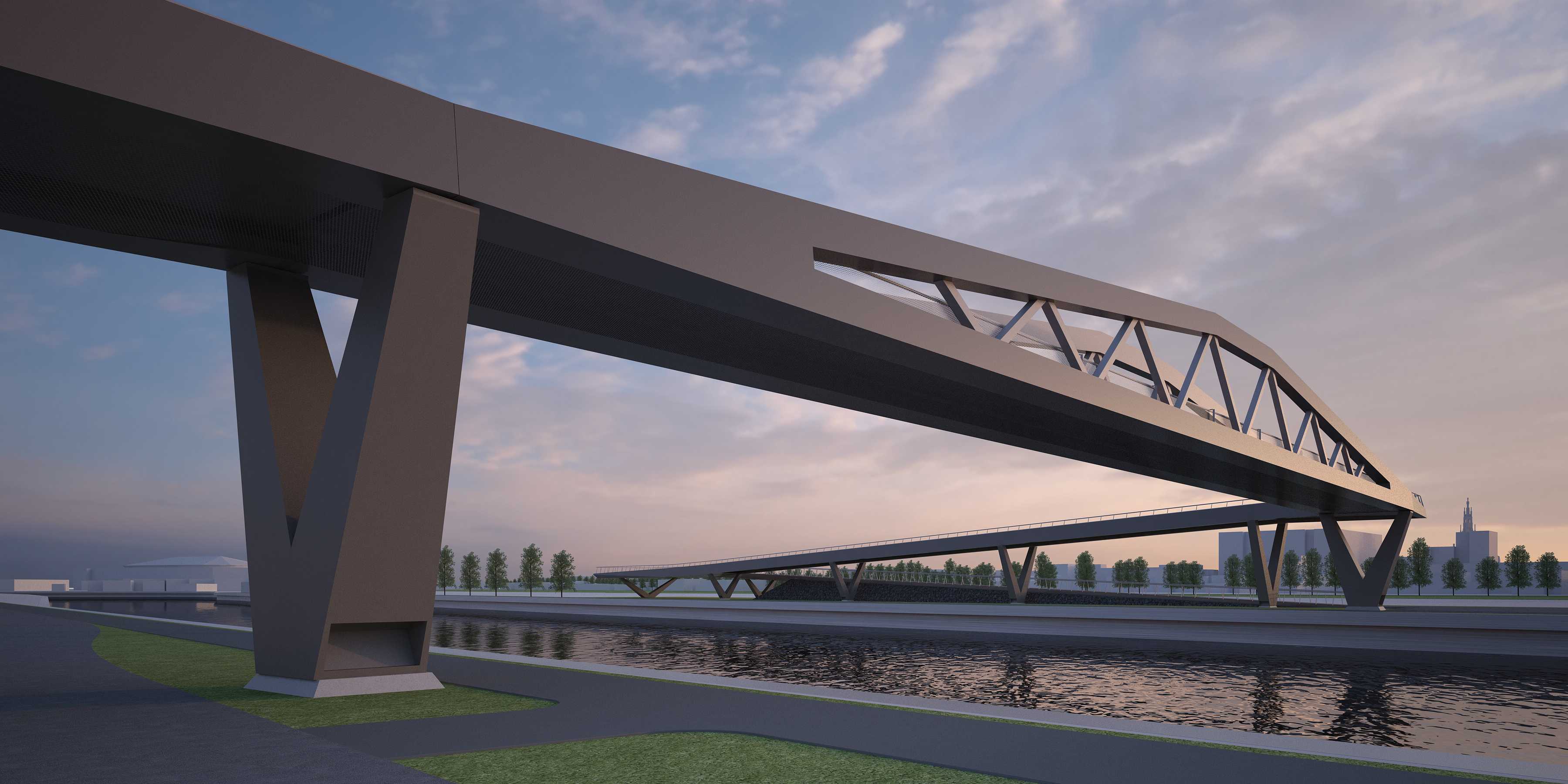 Hoisting of bridge deck new bicycle bridge IJzerlaan Albert Canal ...