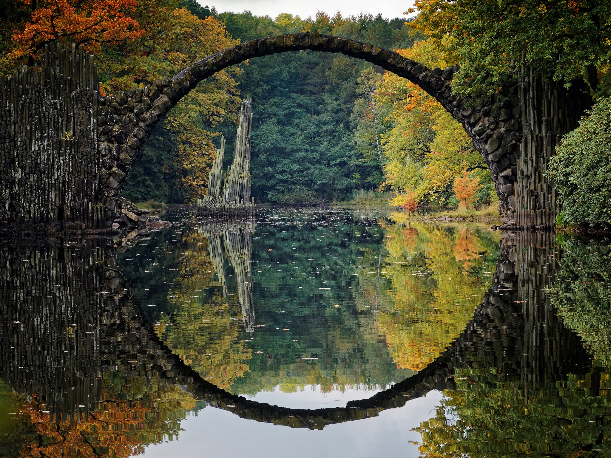 bridge, River, Reflection, Fall, Landscape, Colorful, Germany ...