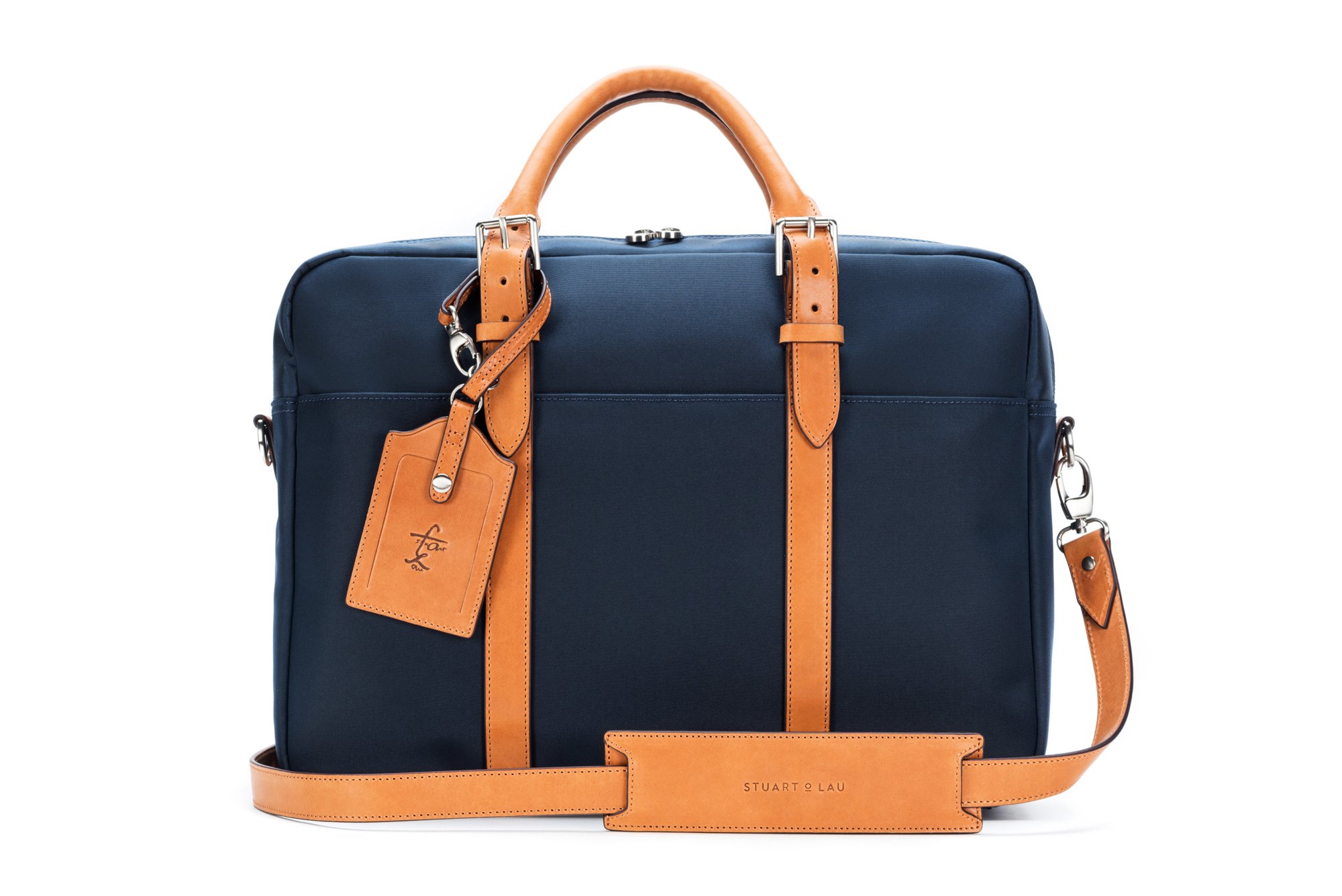 Stuart & Lau | The Cary Briefcase - Navy and Tan