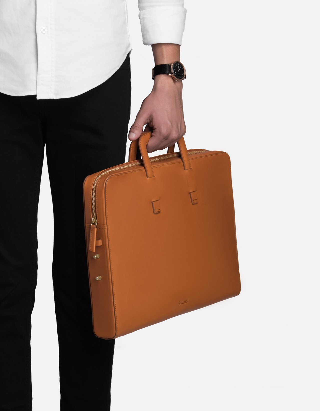 Slim Briefcase - Tobacco | Men's Leather Bags | Miansai