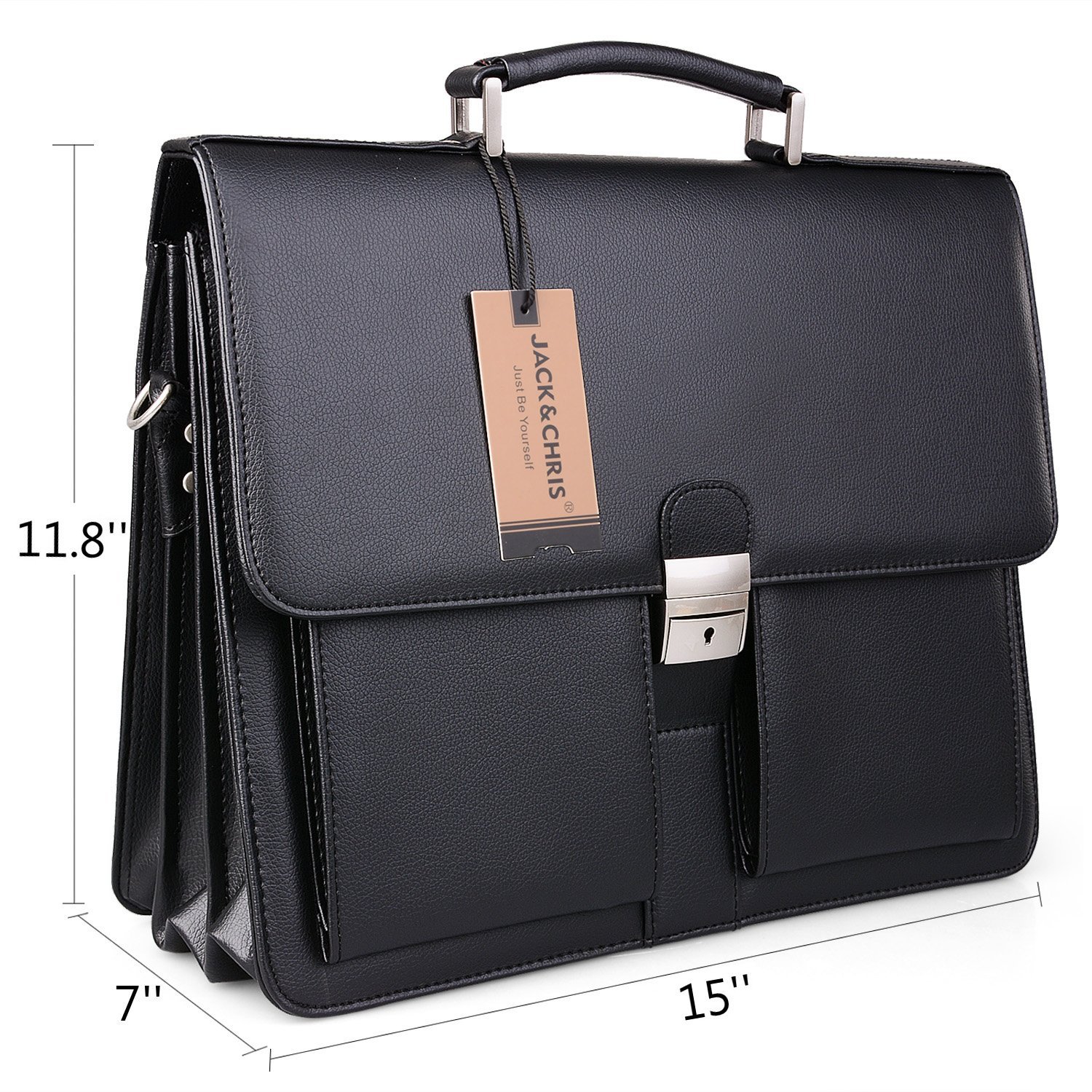Amazon.com | Jack&Chris Mens New PU Leather Briefcase Messenger Bag ...
