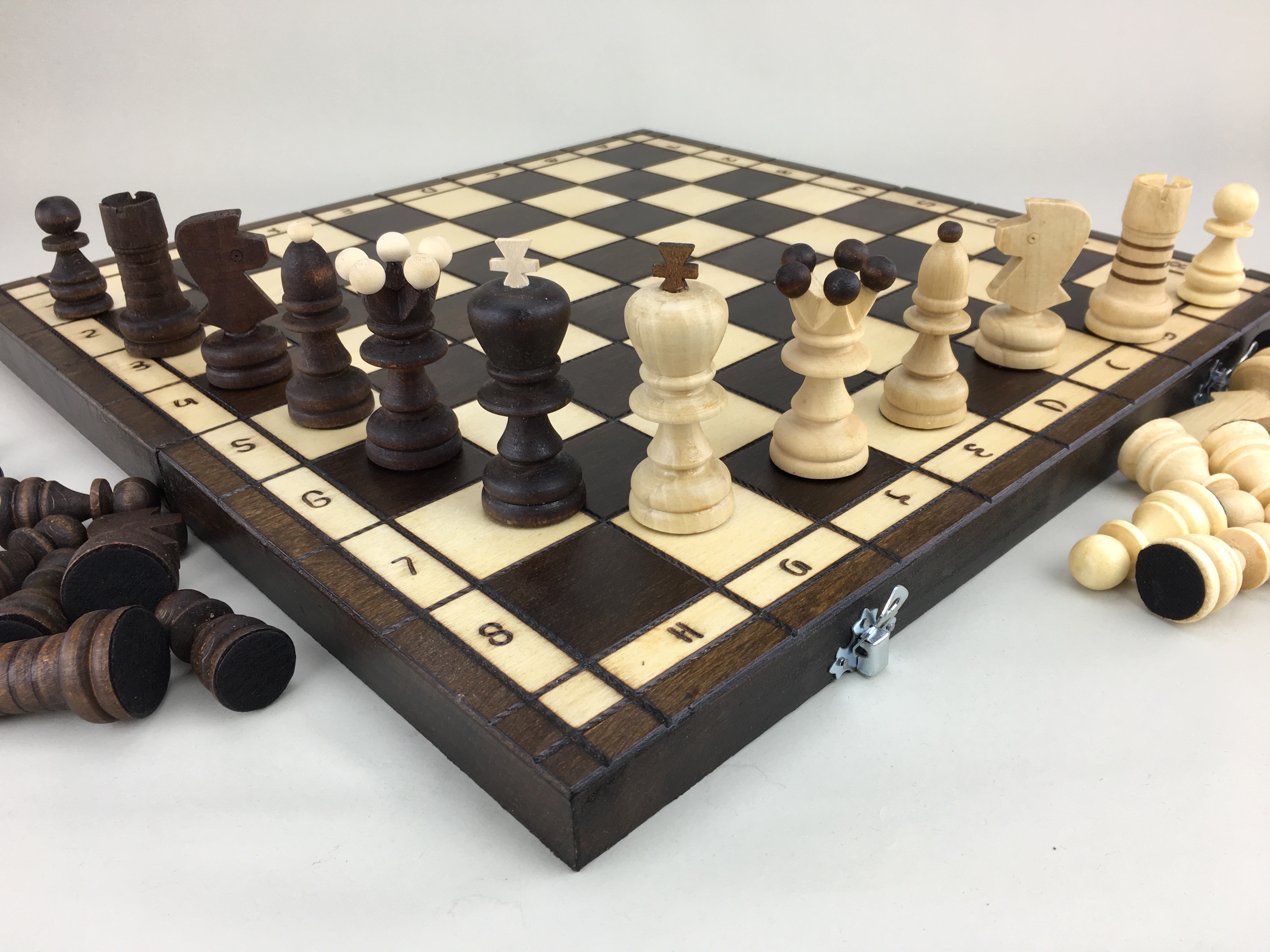 Chess Set Hand Made Wooden 42 x 42 Bright Figures Woodeeworld ...
