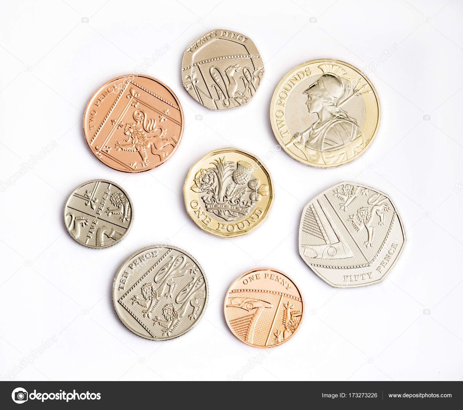 Money Full Range British Coins Pound Coin Centre — Stock Photo ...