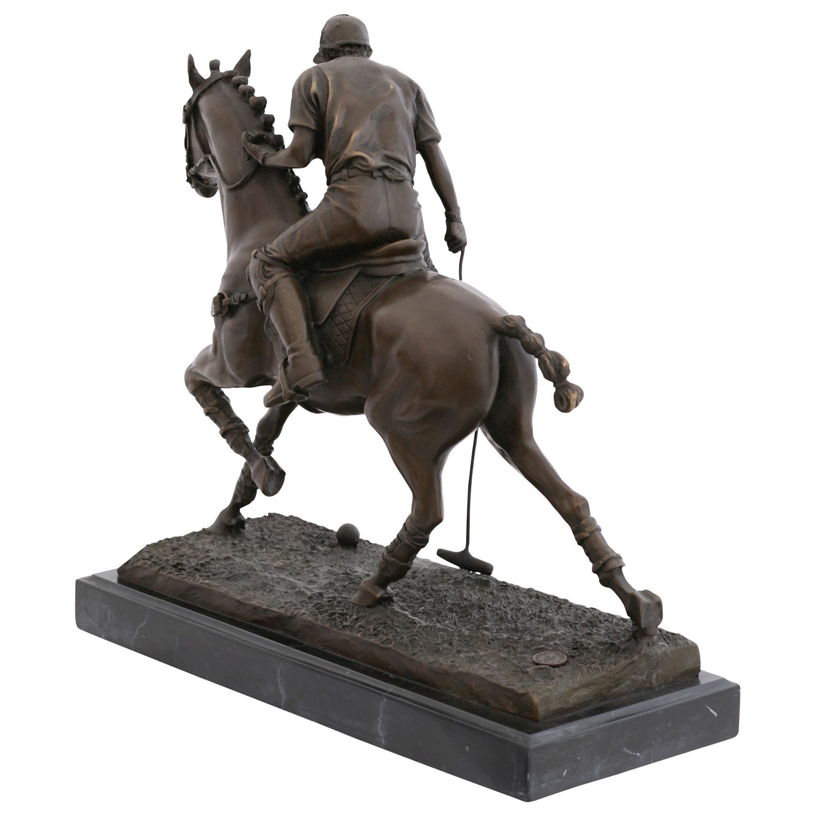 Polo rider horse bronze sculpture marble top sport horse polo horse ...