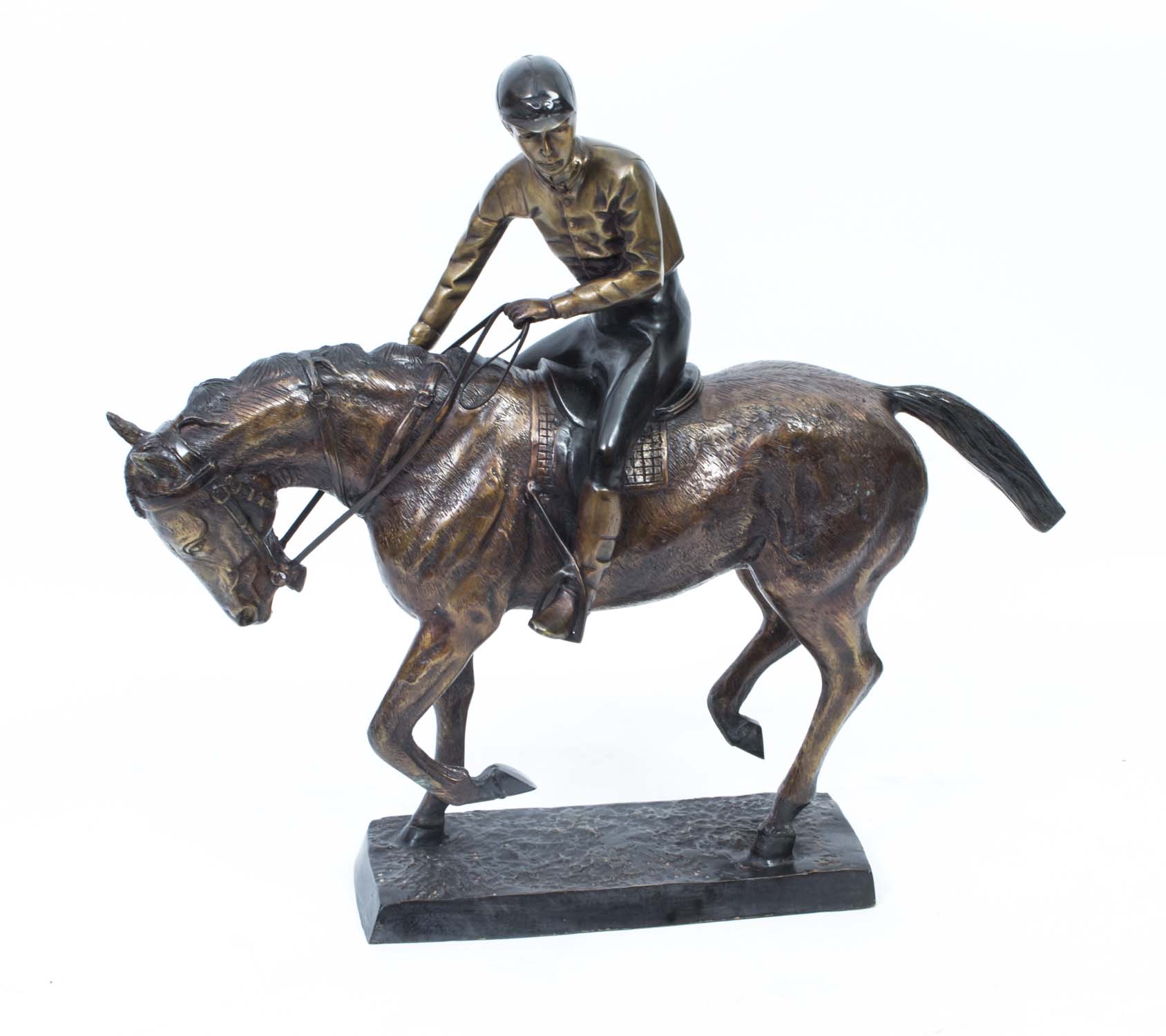 Beautiful Large Bronze Horse and Jockey Sculpture For Sale at 1stdibs