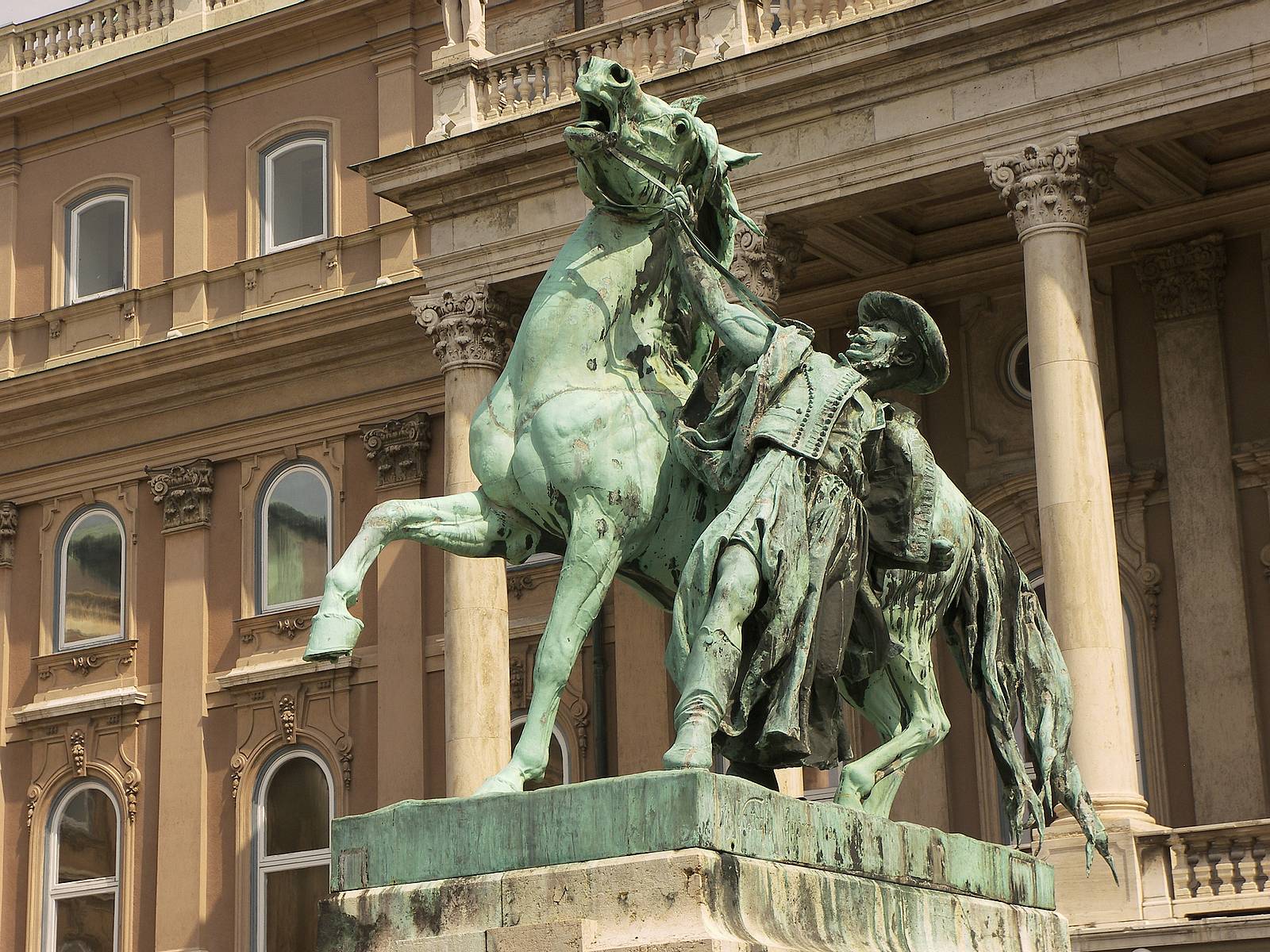 Hungary Budapest statute horse bronze monument - Royal Palace Budapest