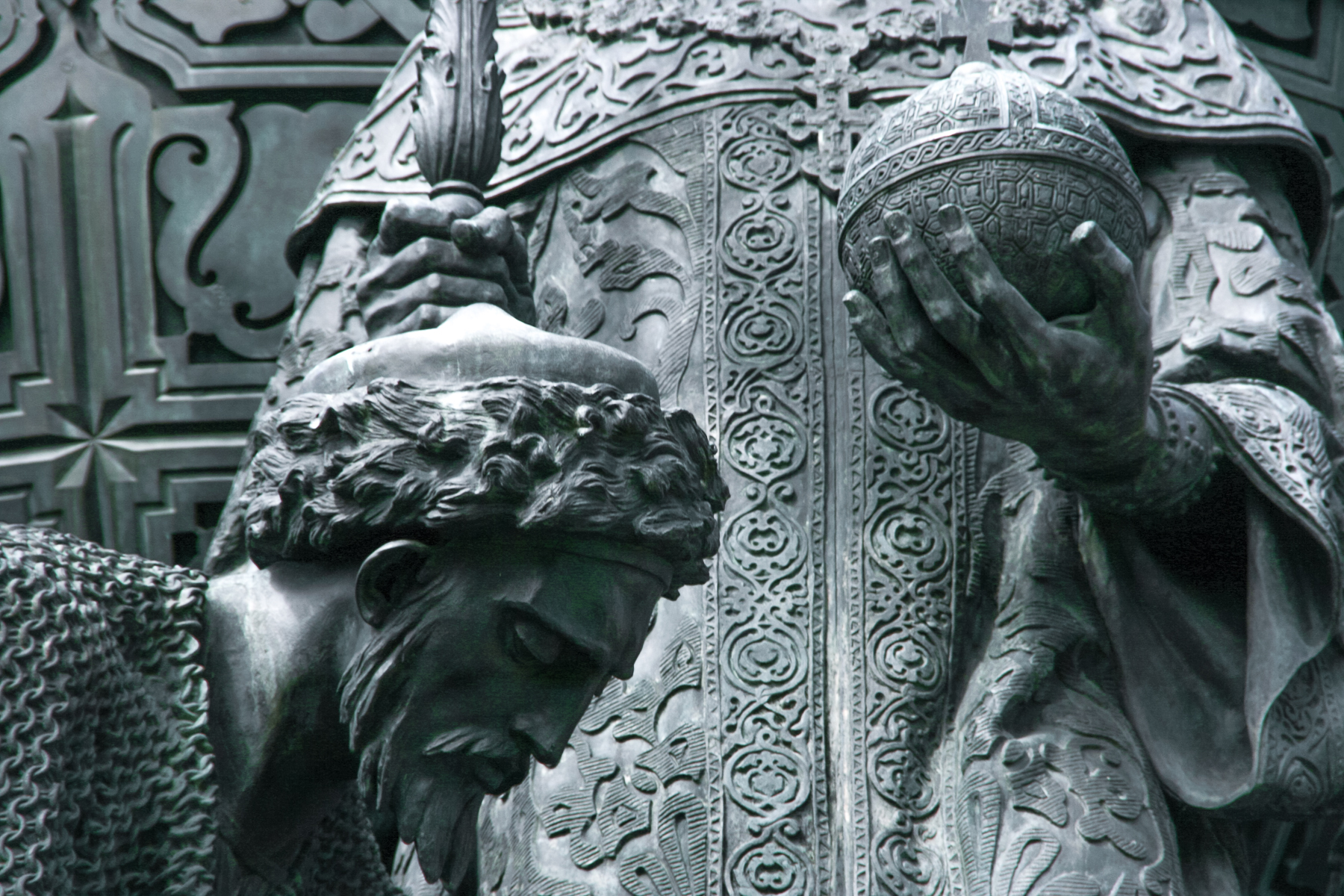 Bronze monument close-up photo