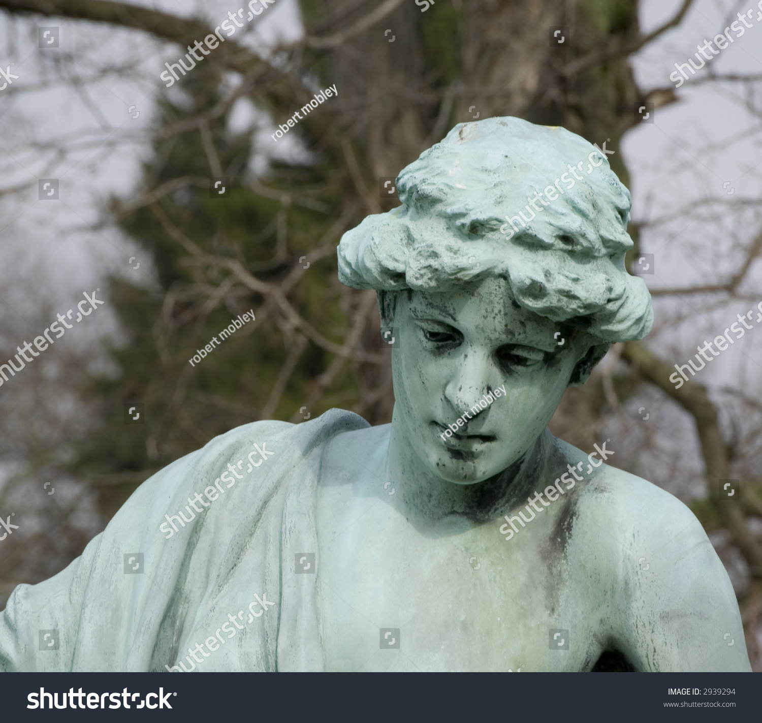 Bronze Statue Woman Graveside Close Face Stock Photo (Royalty Free ...