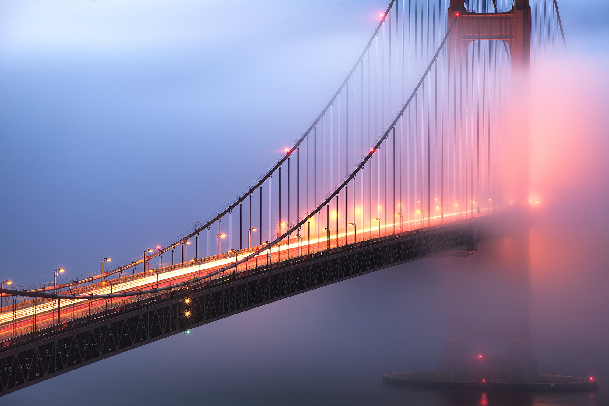 Brooklyn bridge with lights and fog photography HD wallpaper ...
