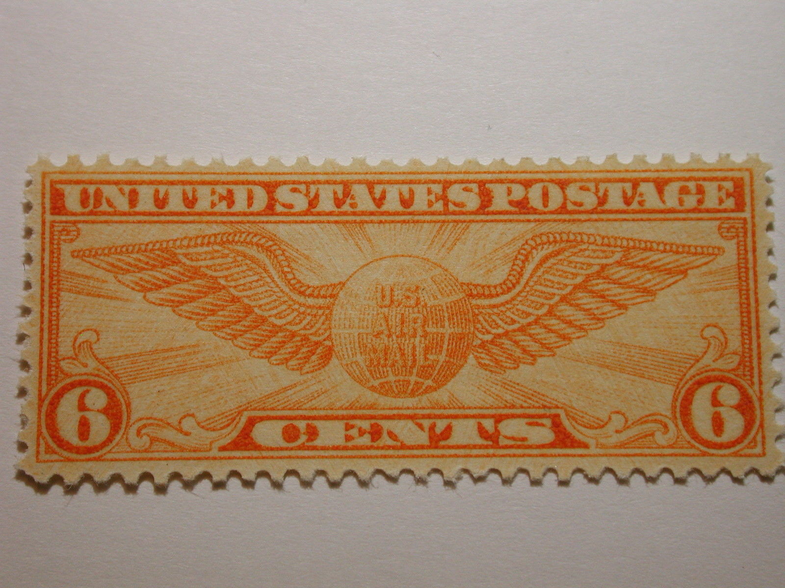 U.S. Scott #C19 1934 6 Cent Winged Globe U.S. Air Mail, Orange Mint ...