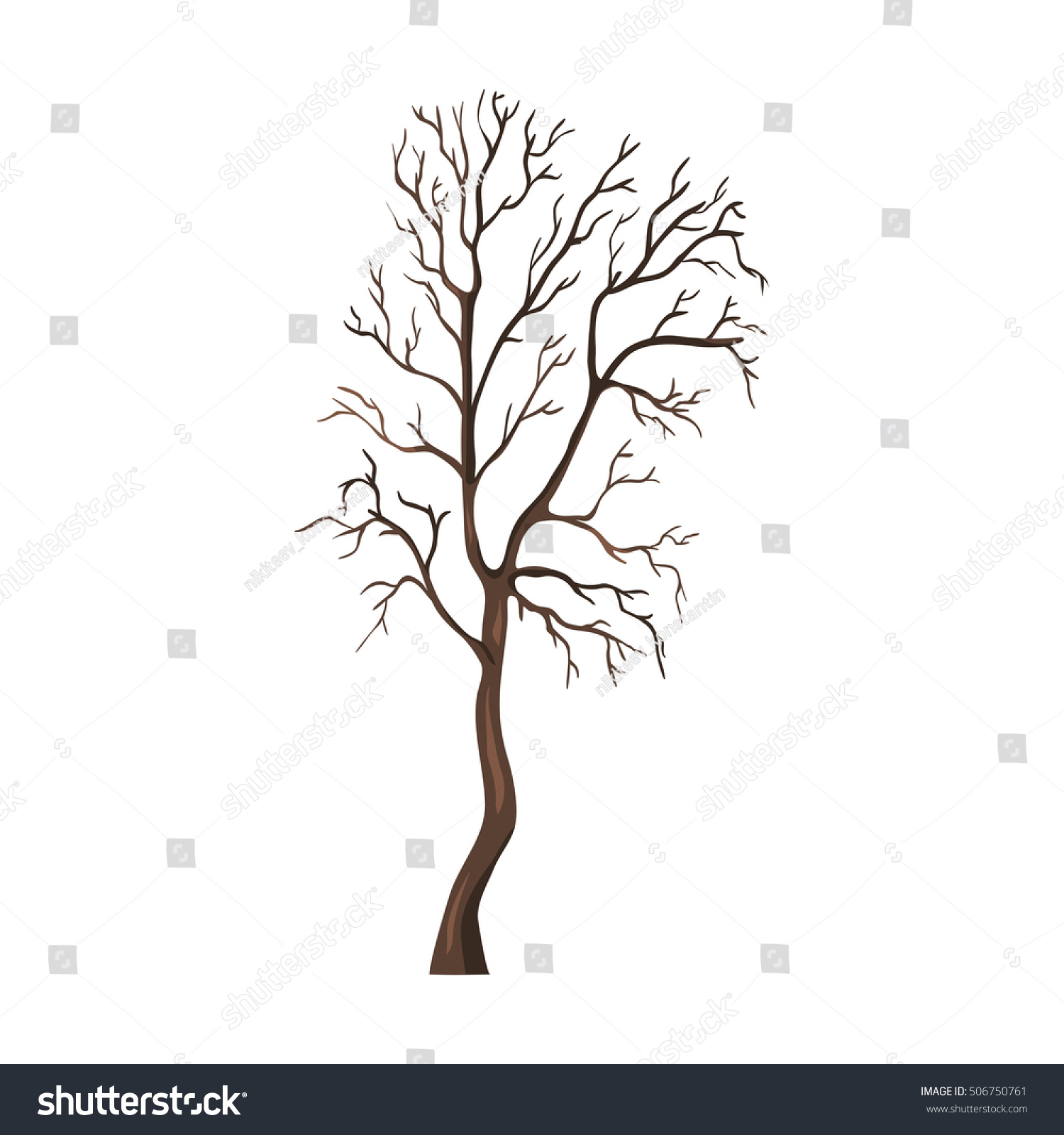 Vector Single Cartoon Brown Bare Tree Stock Vector HD (Royalty Free ...