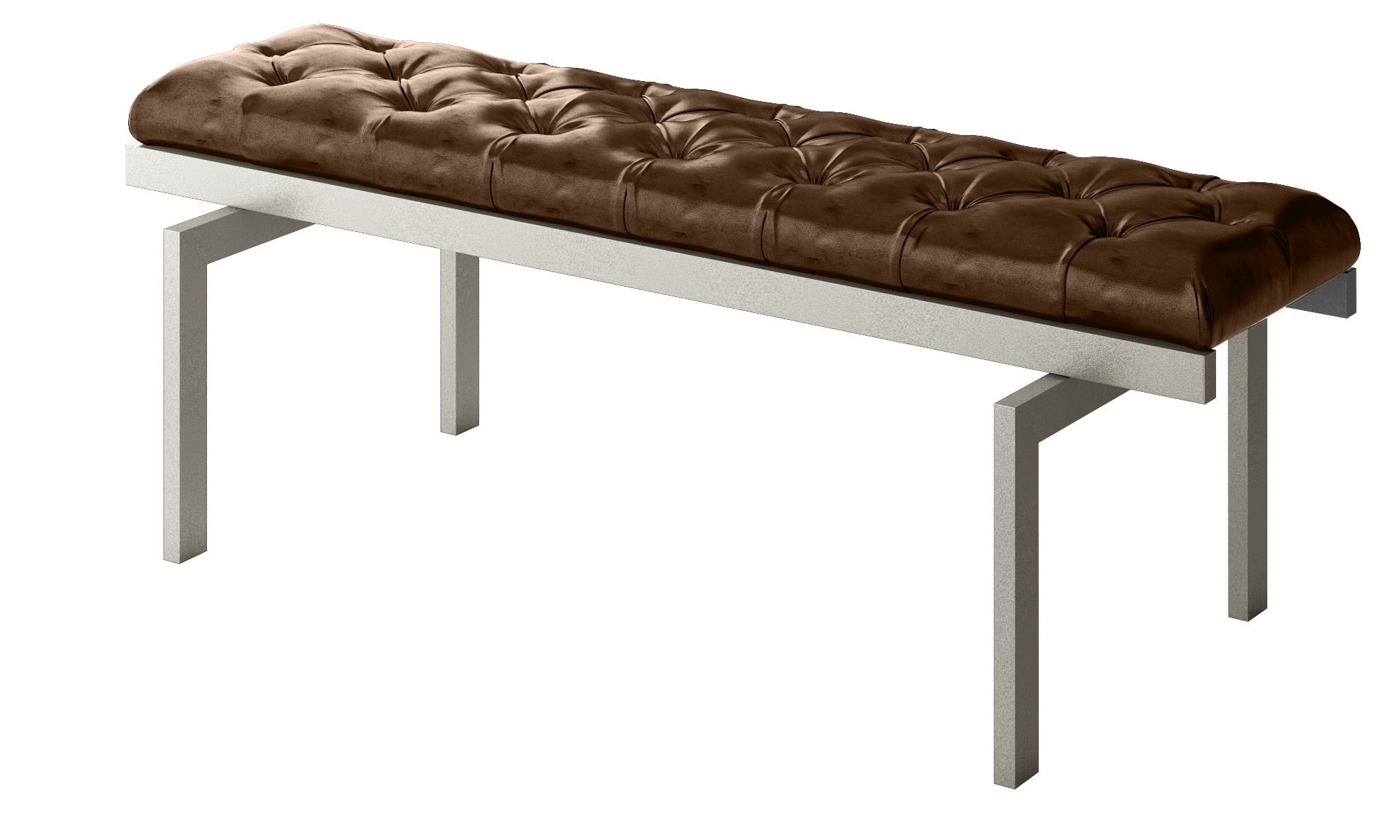 Luxury Brown Leather Tufted Modern Bench | Contemporary Accent Bench ...