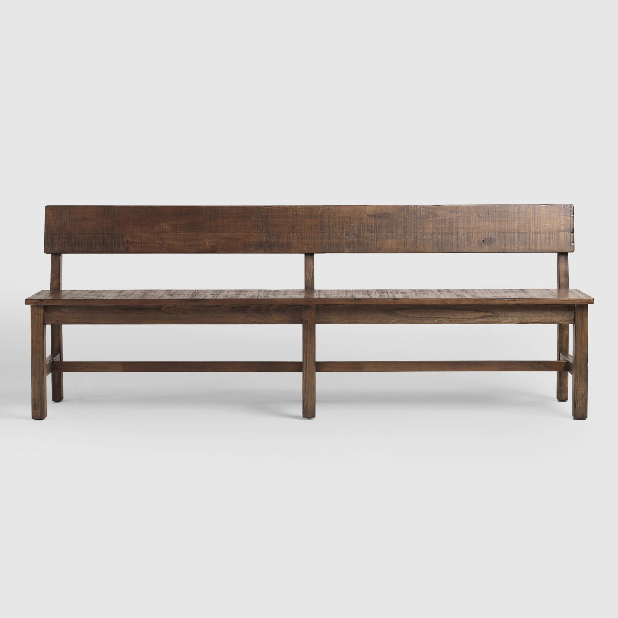 Distressed Brown Wood Gulianna Extra Long Dining Bench | World Market
