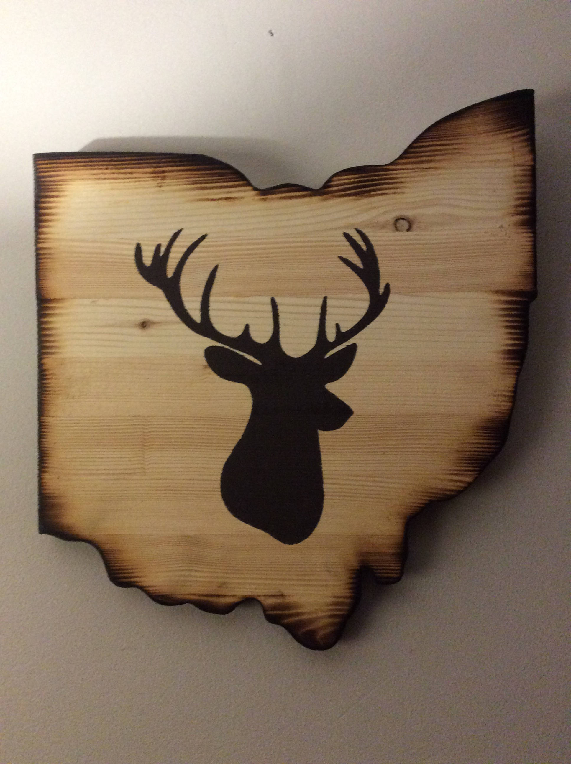 Wooden Ohio Wall Hanging with Brown Buck, Hunting Decor, Hunting ...