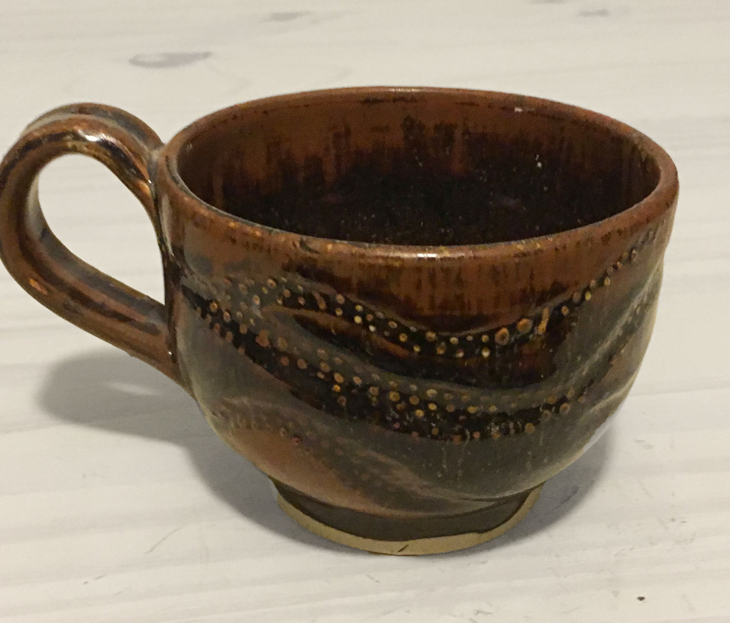 Brown Ceramic Mug with tentacle pattern coffee mug pottery