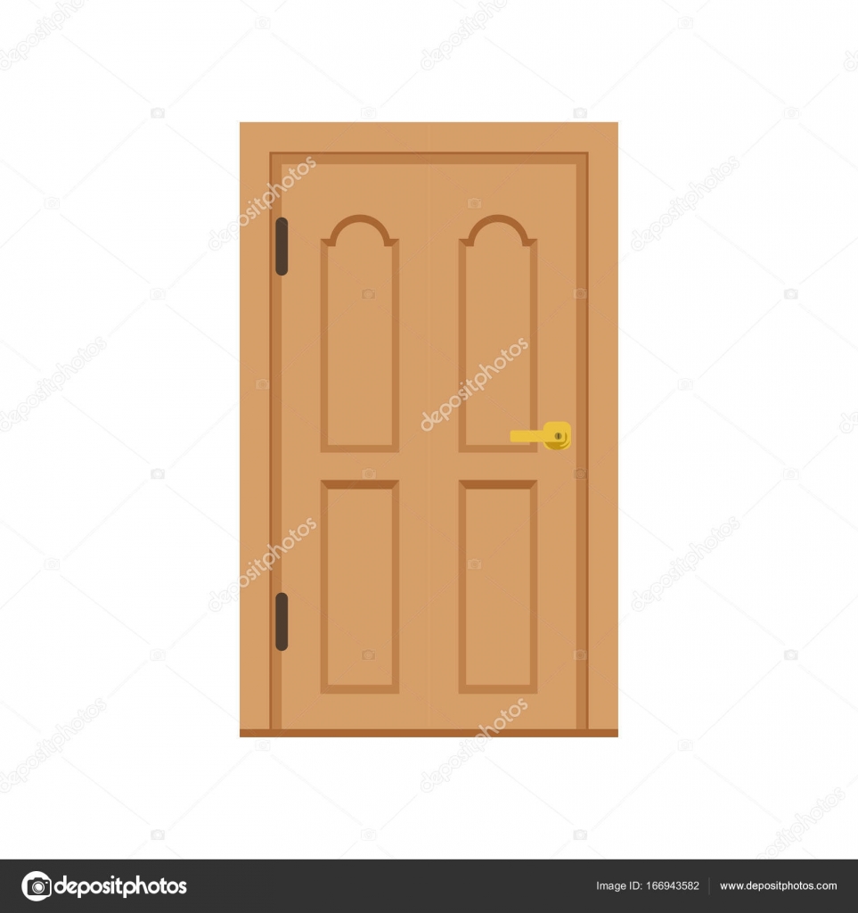 Classic wooden entrance door, closed elegant door vector ...